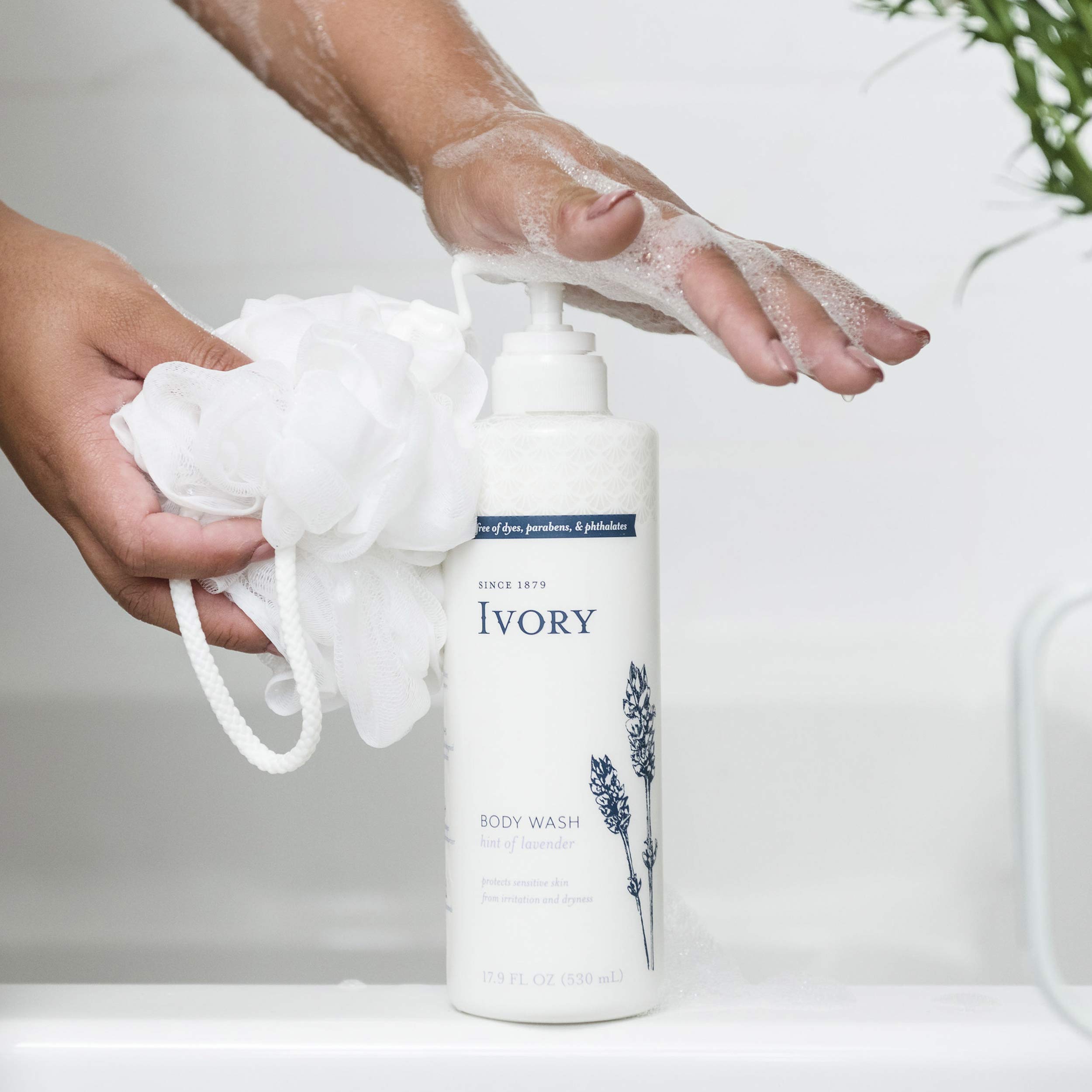 Ivory Sensitive Skin Moisturizing Body Wash with Lavender - 17.9 Fl Oz (Pack of 4) - Gentle Hydrating Shower Gel for Dry & Irritated Skin - Perfect for Daily Use & Relaxing Bath Time