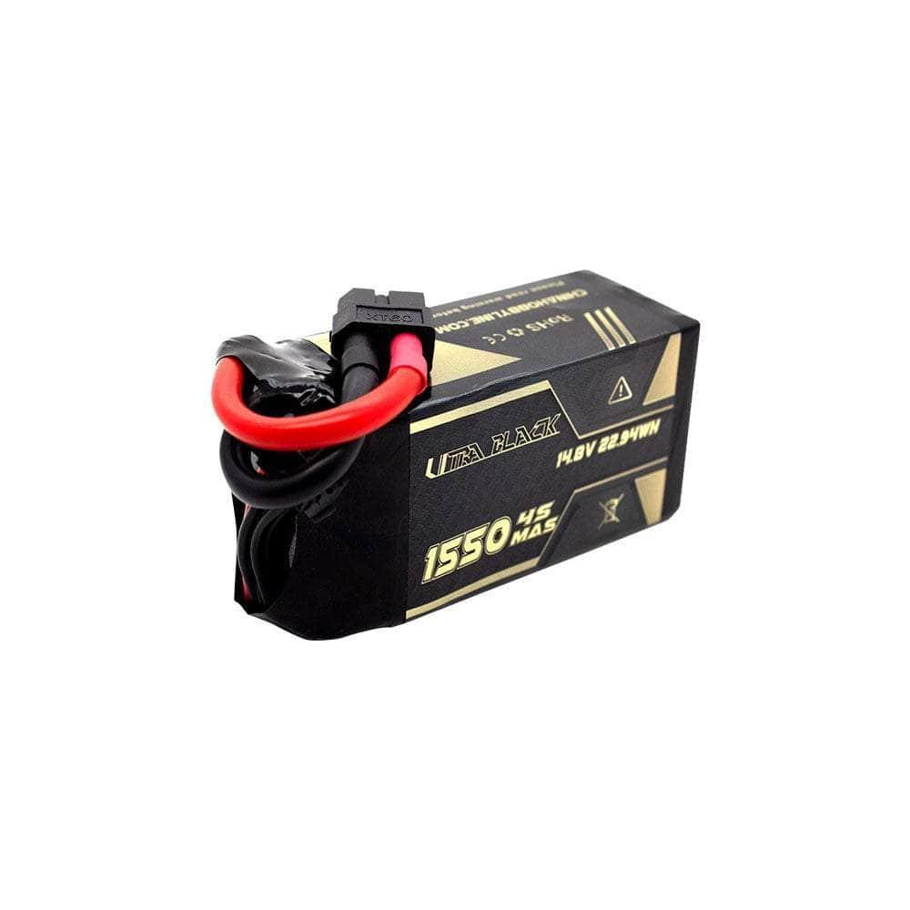 CNHL Ultra Black Series 14.8V 4S 1550mAh 150C LiPo Battery with XT60 Connector - High Performance RC Drone & Airplane Battery for FPV Racing and Aerial Photography