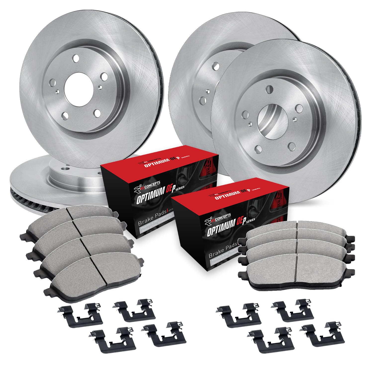 R1 Concepts Premium Front & Rear Brake Pads and Rotors Kit with Hardware - OE Performance Brake System for 2012-2018 Jeep Wrangler JK - Perfect for Off-Roading, Daily Commuting & Towing