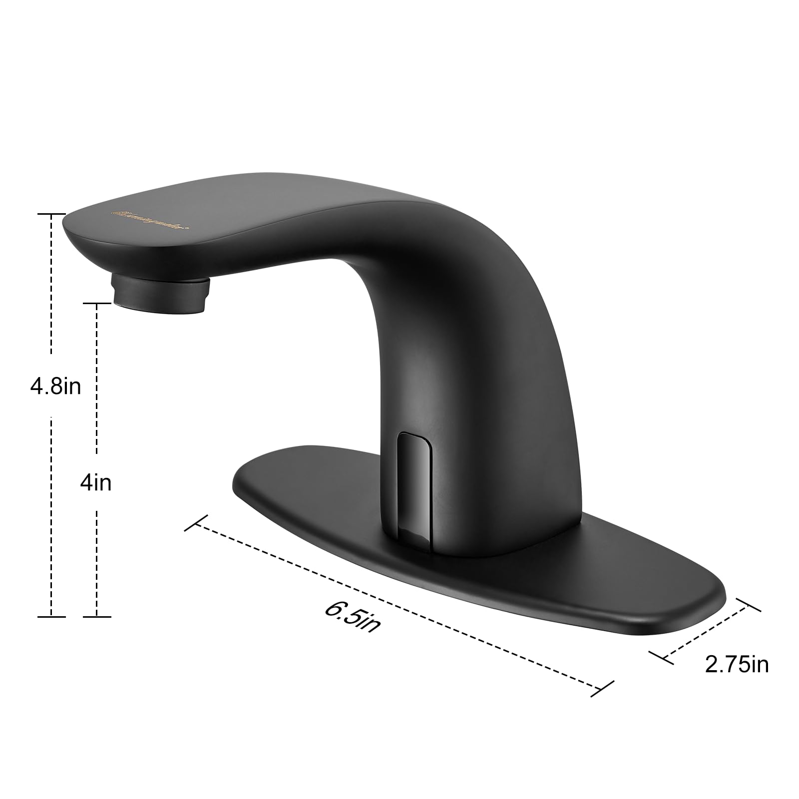 Touchless Bathroom Sink Faucet with Hole Cover Plate - Matte Black Finish, Water-Saving Sensor Faucet for Modern Home & Commercial Bathrooms