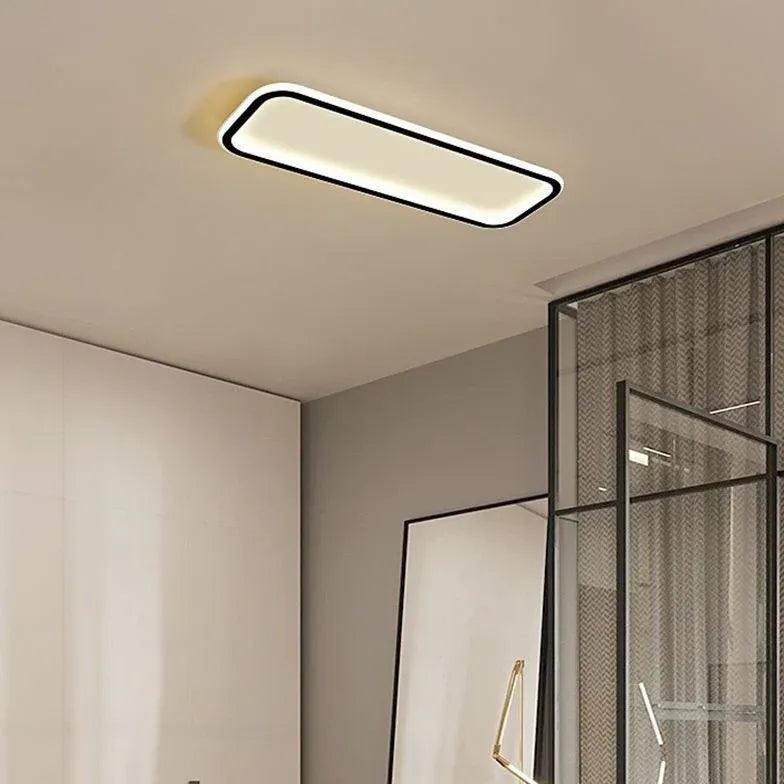 Modern Black Flush Mount Ceiling Light with Rounded Corners - Perfect for Bedroom, Living Room, and Hallway Lighting
