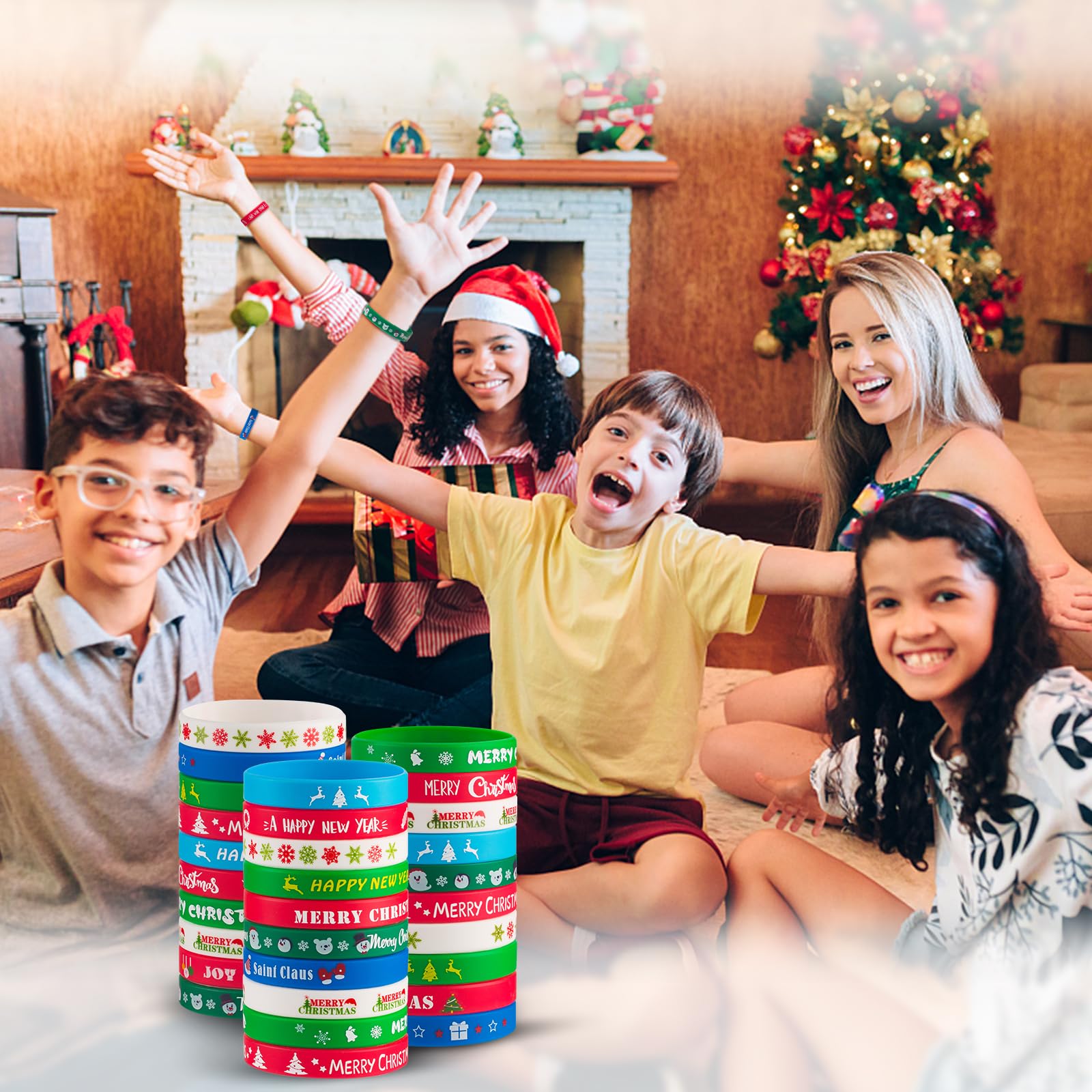 30pcs Christmas Silicone Bracelets for Kids - Bulk Rubber Wristbands Pack for Holiday Party Favors, Stocking Stuffers & Gifts - Cute Christmas Accessories for Students, Teens & Children - Perfect for Classroom Rewards, Christmas Events & Festive Celebrations