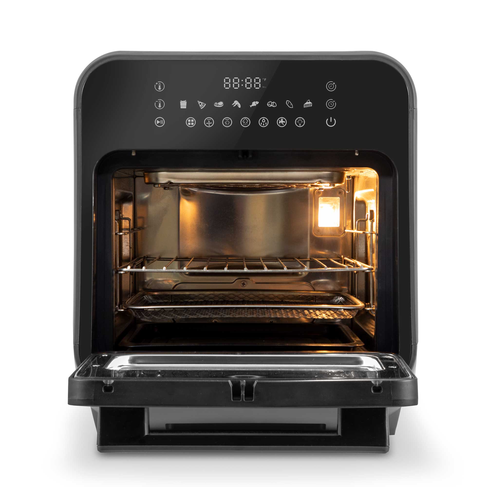 Baridi 15L Digital Air Fryer Oven Combo with Steam Function - 8 Preset Cooking Modes, Self-Cleaning, 1635W, Black (DH171) - Perfect for Healthy Frying, Baking, Roasting & Reheating Meals