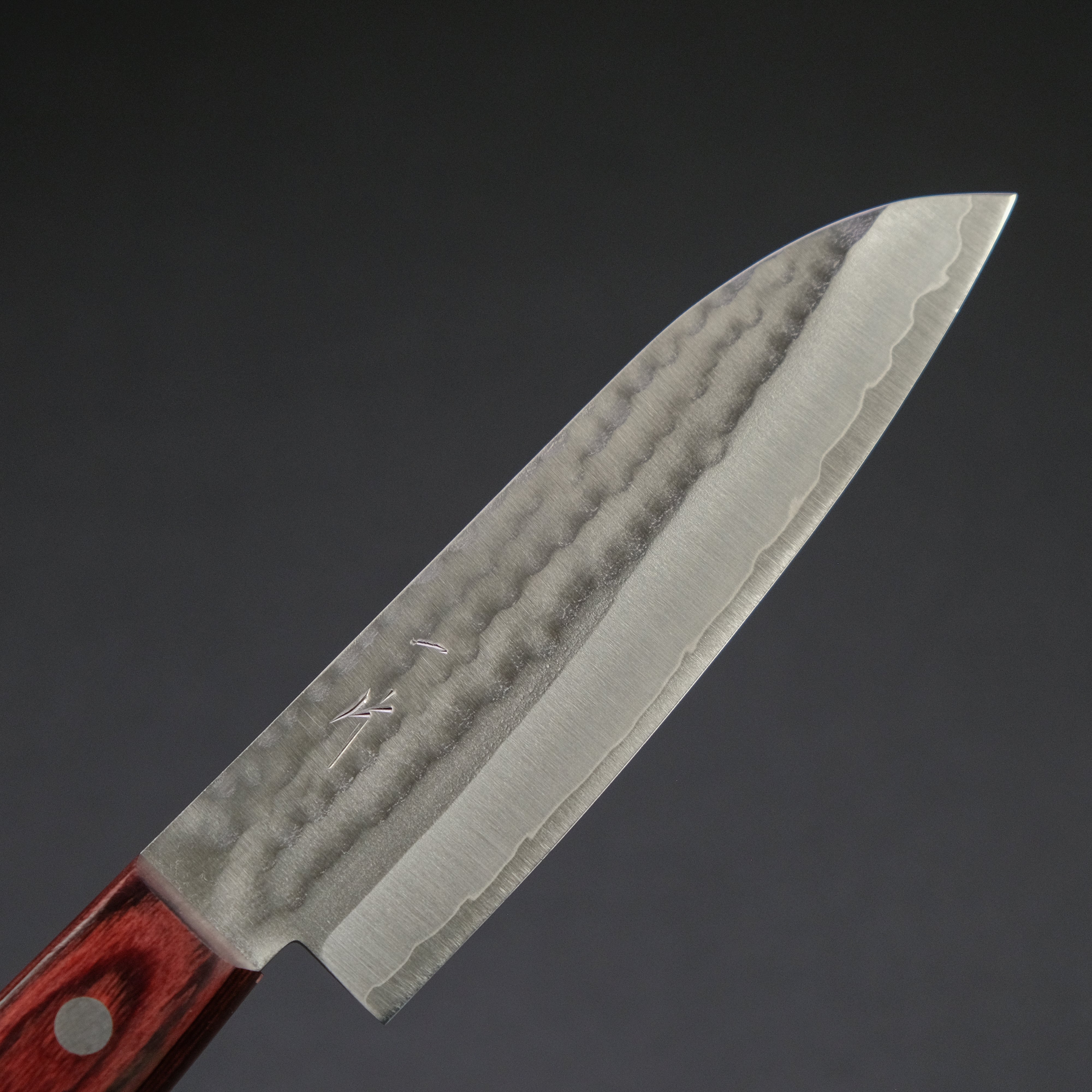 Hitohira NM Small Santoku Knife 130mm with Red Pakka Handle - No Bolster - Japanese Kitchen Knife for Precise Slicing, Dicing & Chopping - Perfect for Home Chefs & Professional Cooks