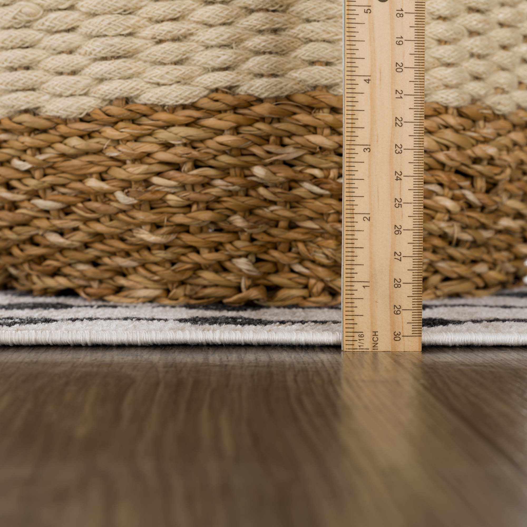 Hauteloom Joppatowne Machine Washable Area Rug for Living Room & Bedroom - Soft & Durable - Black, Beige, Gray - 6'7