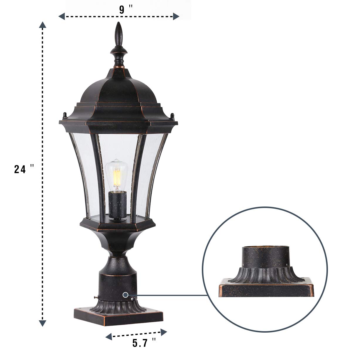 Outdoor Wall Light Fixture - 1 Pendant Light & 2 Post Mount Lights (No Sensor) LM4610-M-2P for Patio, Garden & Porch Lighting