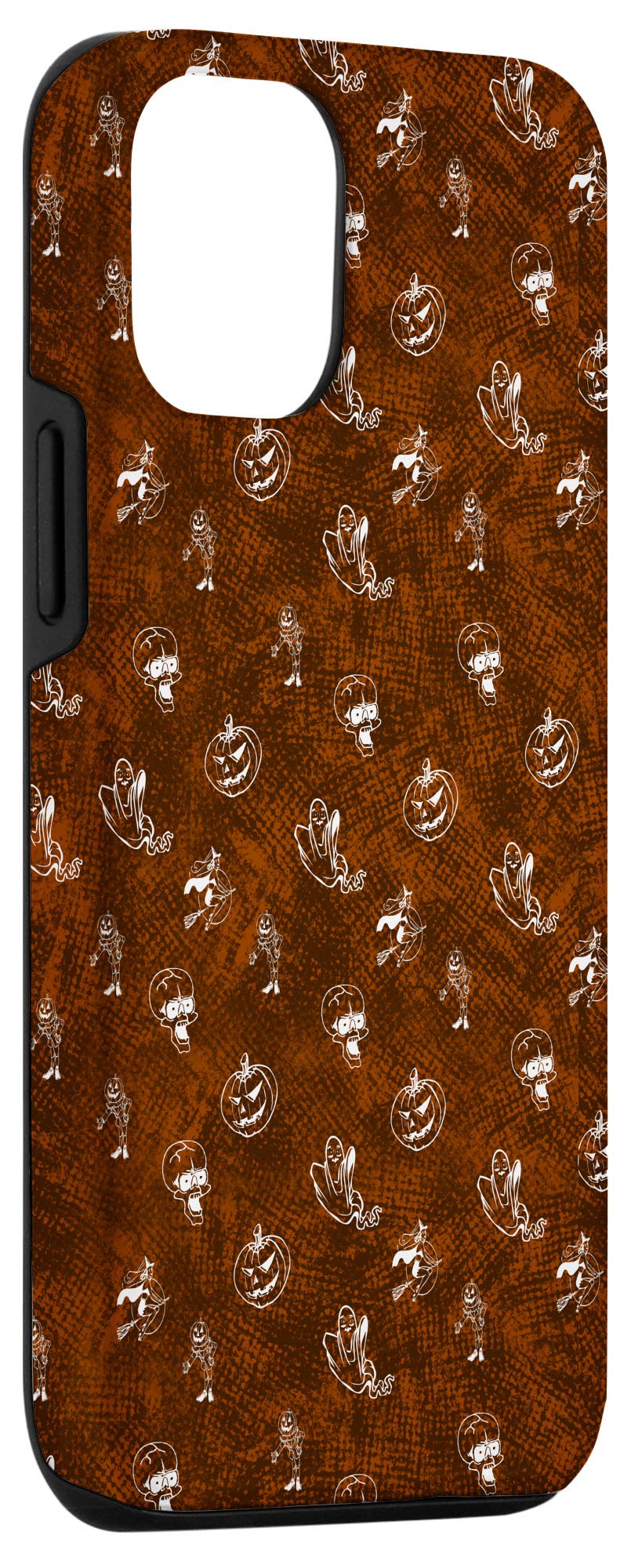 Halloween Pumpkin Skull Witch Ghost Design iPhone 12/12 Pro Case - Durable Protective Orange Phone Cover for Trick or Treat, Costume Parties & Spooky Decorations