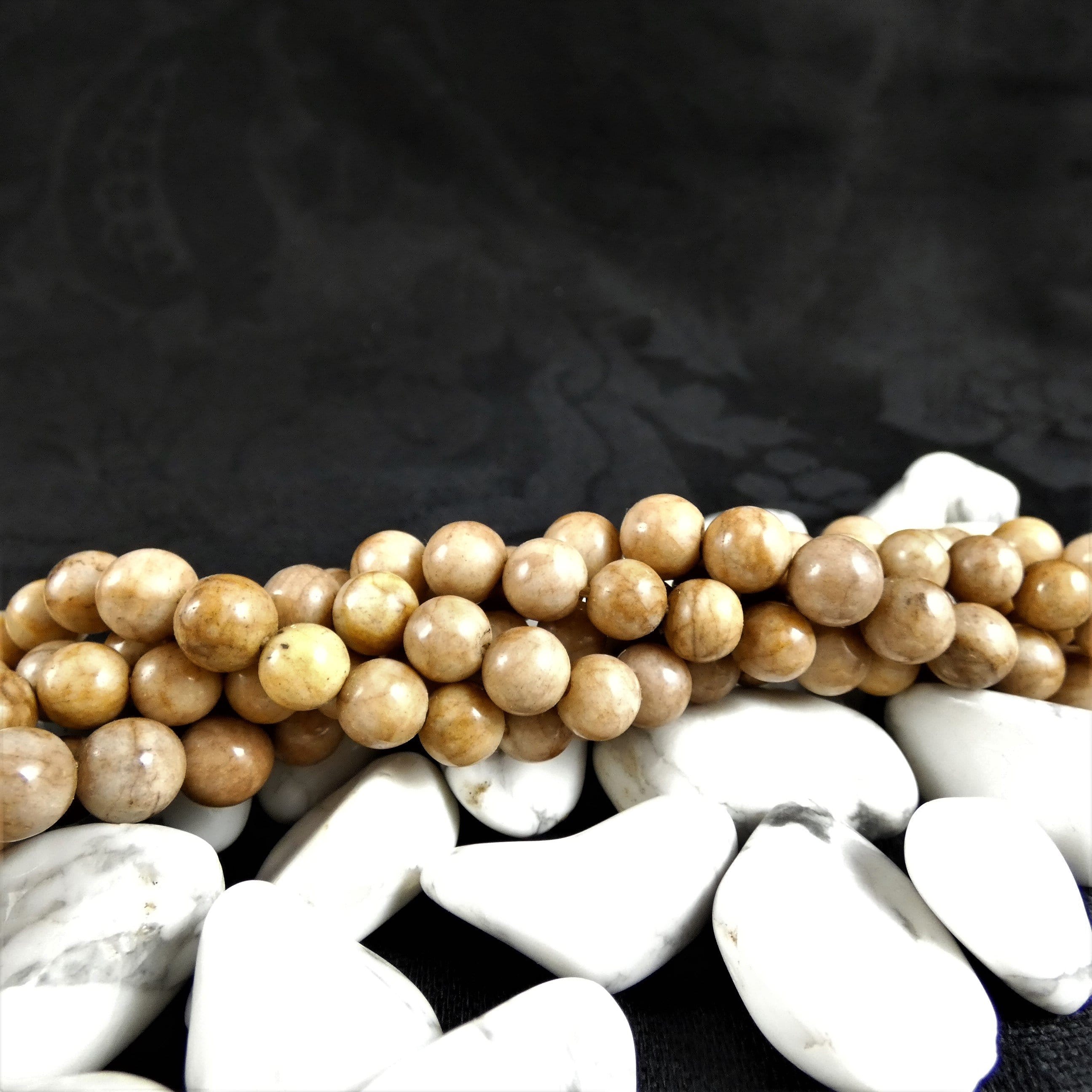 6mm & 8mm Round Brown Marble Bead Strands for Jewelry Making, DIY Crafts, and Home Decor - Natural Stone Beads for Necklaces, Bracelets, and Decorative Projects