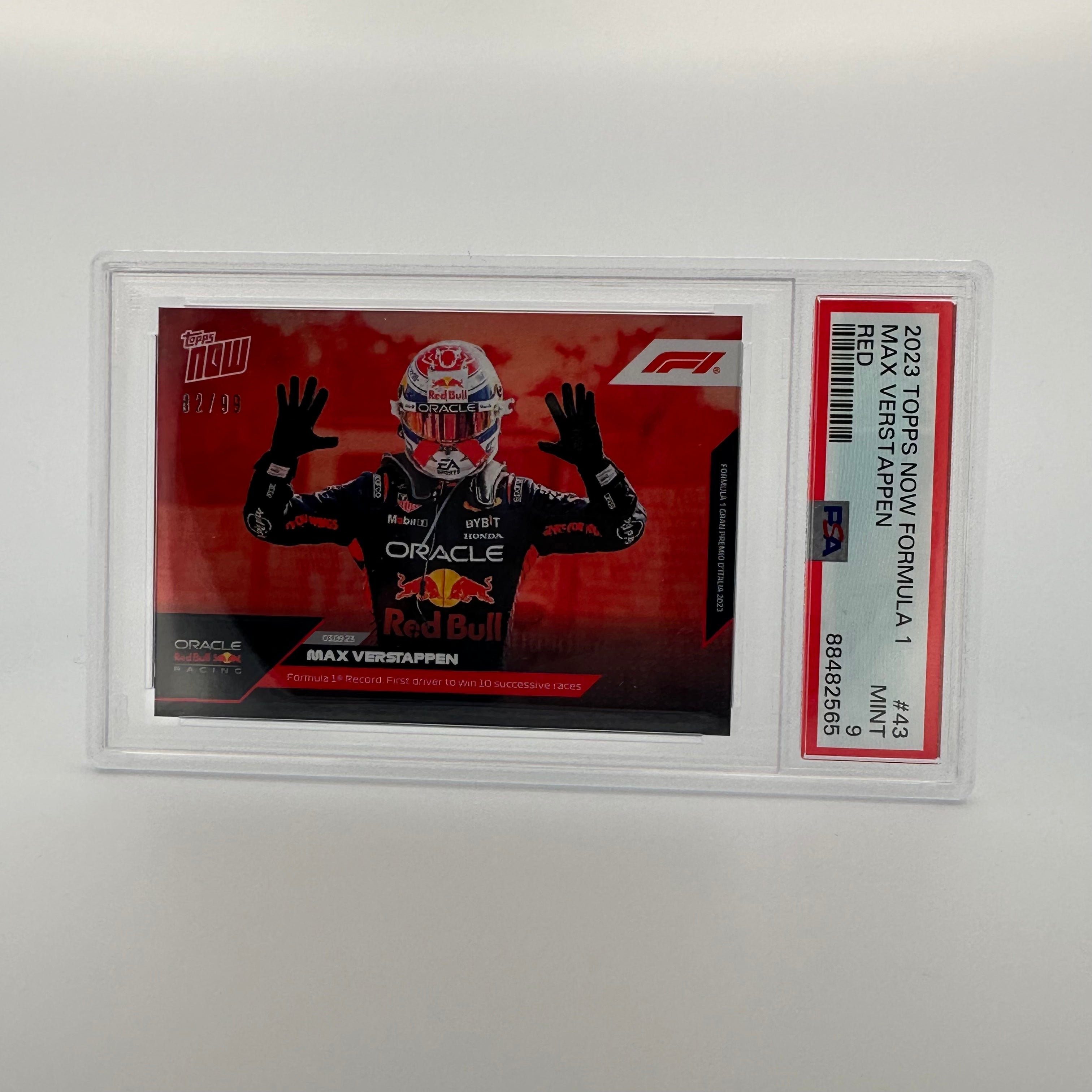 2023 Topps Now Max Verstappen #43 Red PSA 9 82/99 - Rare Racing Collectible for F1 Fans & Sports Memorabilia Enthusiasts