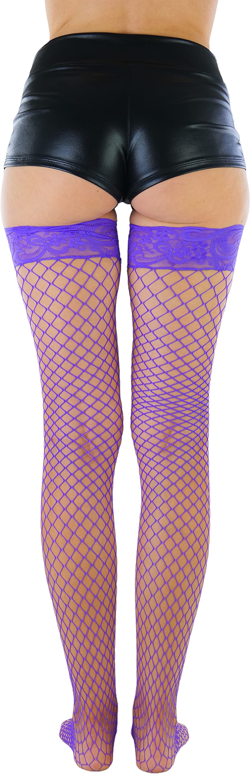ToBeInStyle Women’s Bright & Vibrant Fishnet Thigh High Stockings - Sexy Sheer Tights for Cosplay, Halloween, Burlesque & Night Out