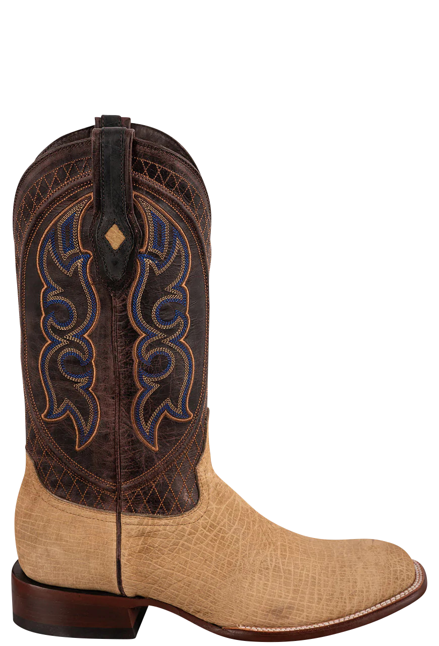 Stetson Men's Genuine Leather Hippopotamus Cowboy Boots - Tan Brown Western Riding Boots for Men | Durable & Comfortable for Ranch Work, Rodeo, and Country Fashion