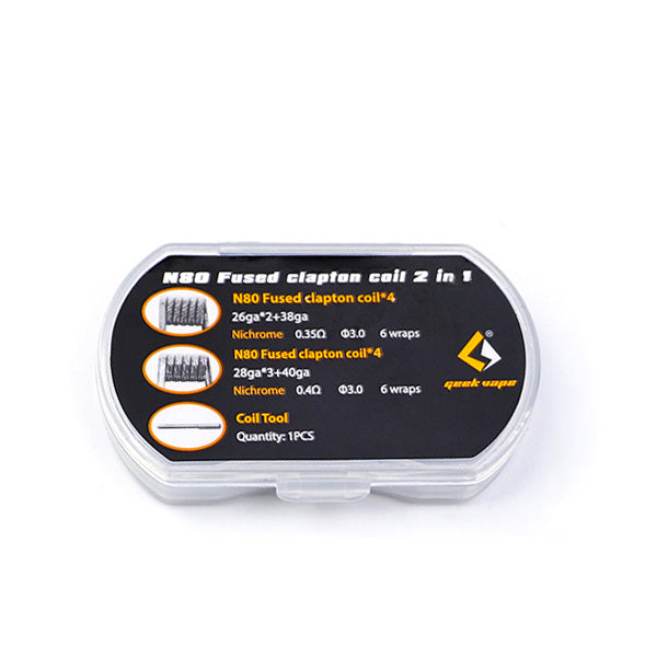 GeekVape N80 Fused Clapton Prebuilt Coils 0.35ohm/0.4ohm 8 Pack - High Performance Vape Coils for RDA RTA Tanks | Perfect for Cloud Chasing & Flavor Enhancement
