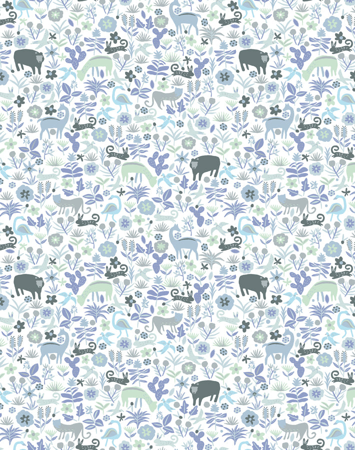 Menagerie Gray Wallpaper by Tea Collection - Premium Peel & Stick Wallpaper for Nursery, Bedroom, and Home Decor