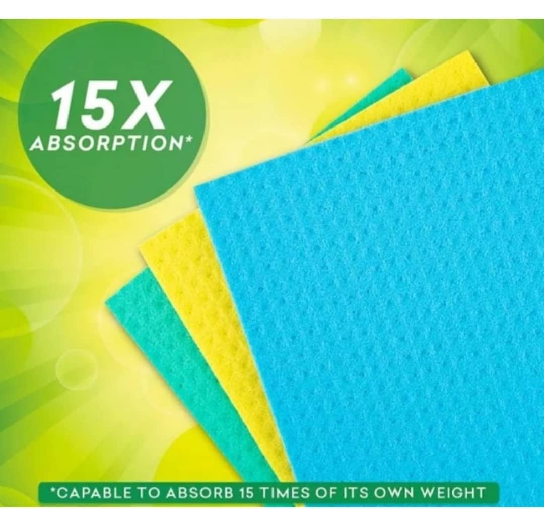 ShopiMoz 10-Pack Super Absorbent Cellulose & Cotton Kitchen Sponge Wipes | Reusable, Washable, Multipurpose Cleaning Cloths for Dishes, Countertops, Appliances | Eco-Friendly Home Cleaning Essentials