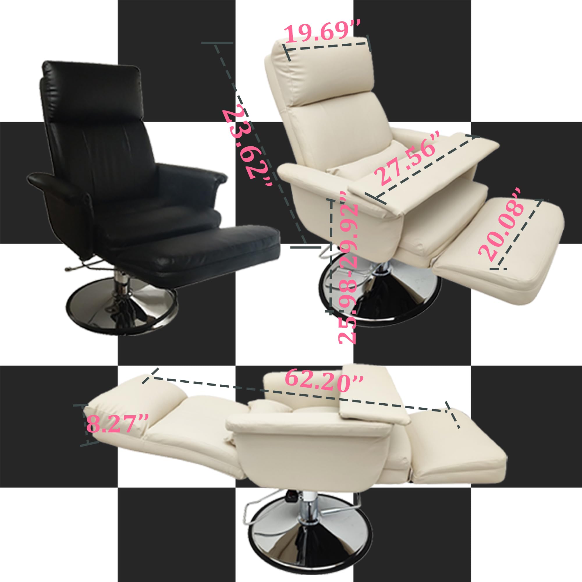 **INTSUPERMAI Hydraulic Facial Beauty & Tattoo Reclining Salon Chair - 360° Swivel, Lockable, 440lbs Weight Capacity - Perfect for Spa, Massage, and Tattoo Studios (Black)**