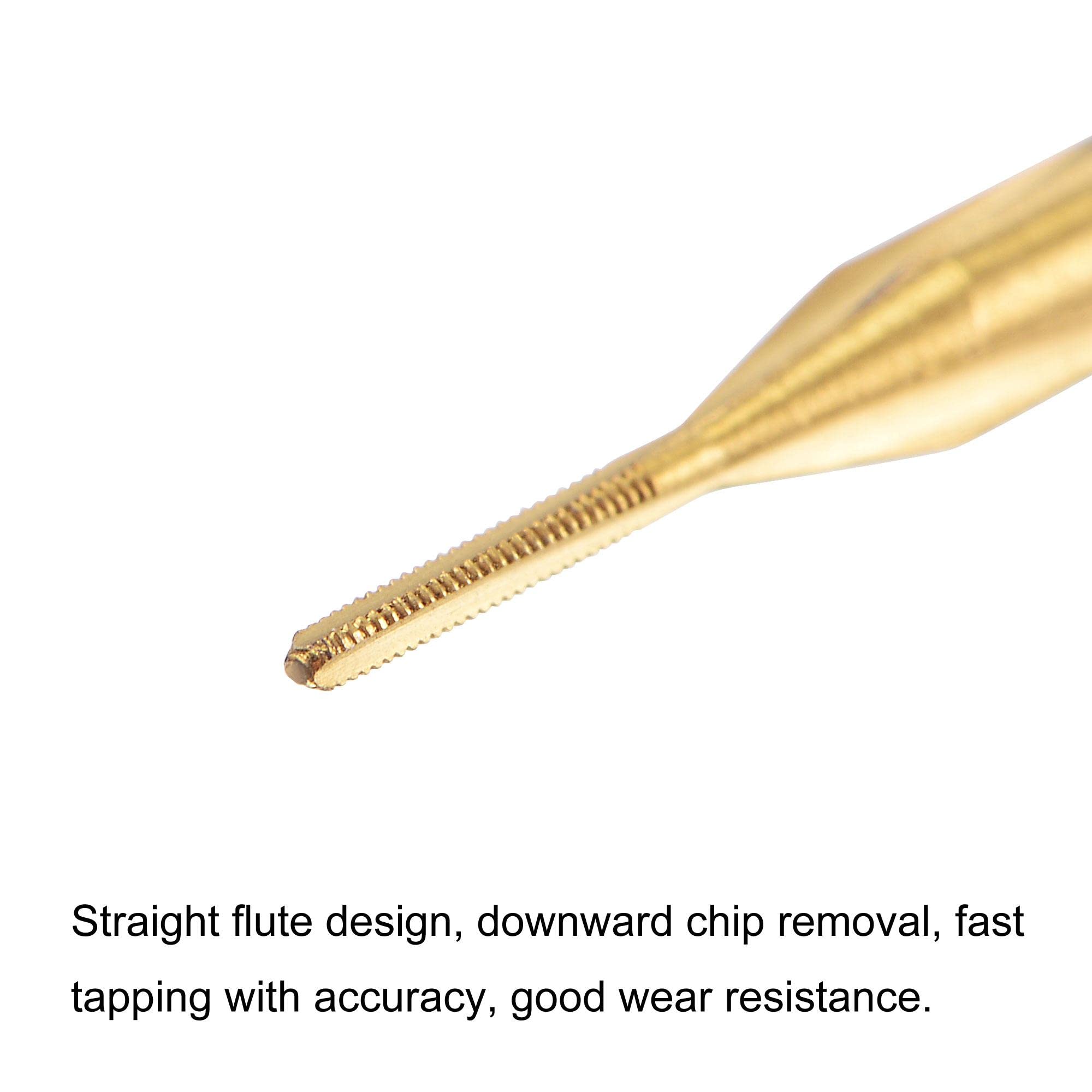 Metric M0.8 x 0.2 Titanium Coated Cobalt HSS Thread Tap - High Speed Steel 3 Flute Mini Micro Screw Tapping Tool for Watch & Clock Repair | Precision Machining, Jewelry Making, Small Metalworking Projects