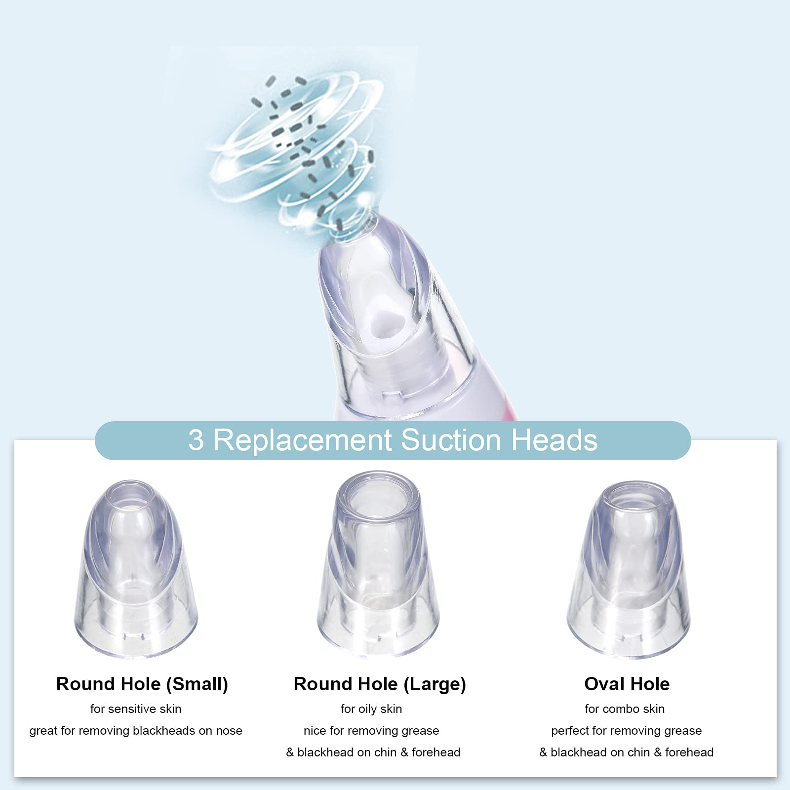 EXCLUZO Portable Blackhead Remover - Battery Powered Facial Pore Cleanser for Acne & Blackhead Removal - Skin Cleaning Tool for Deep Pore Cleansing at Home or Travel - Perfect for Daily Skincare Routine & Spa Treatments
