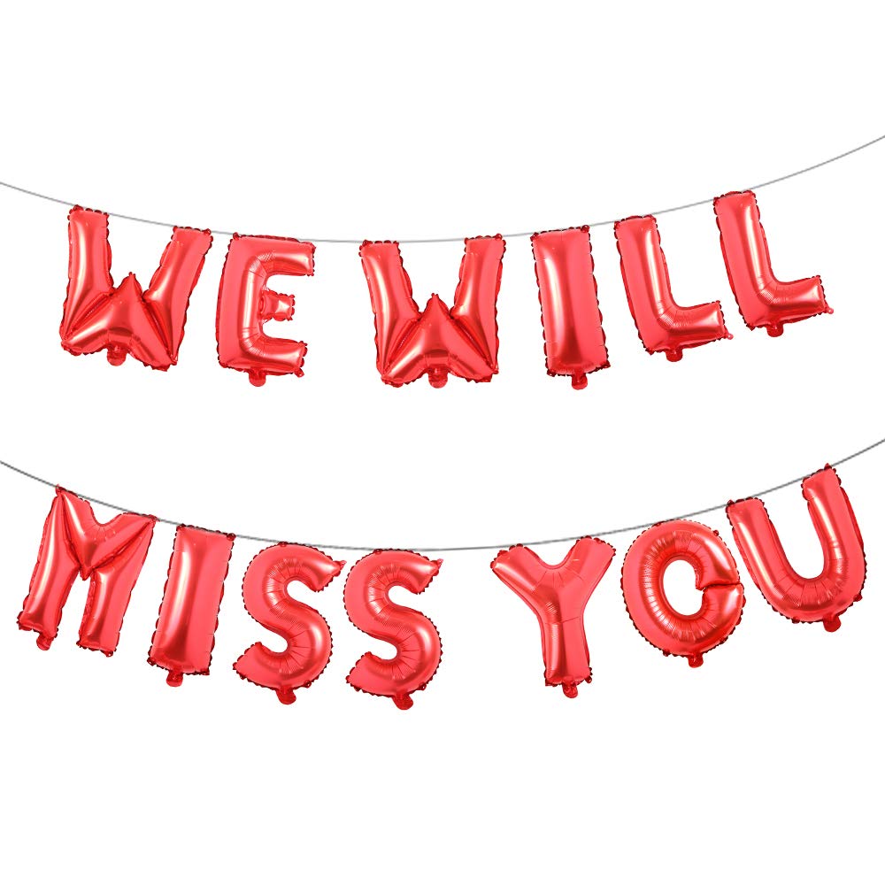 Farewell Party Decorations Kit - We Will Miss You Balloon Banner Set for Goodbye, Retirement & Graduation Parties | Office, Work & School Celebration Supplies (Red) - Perfect for Office Farewells, Retirement Celebrations & Graduation Decor