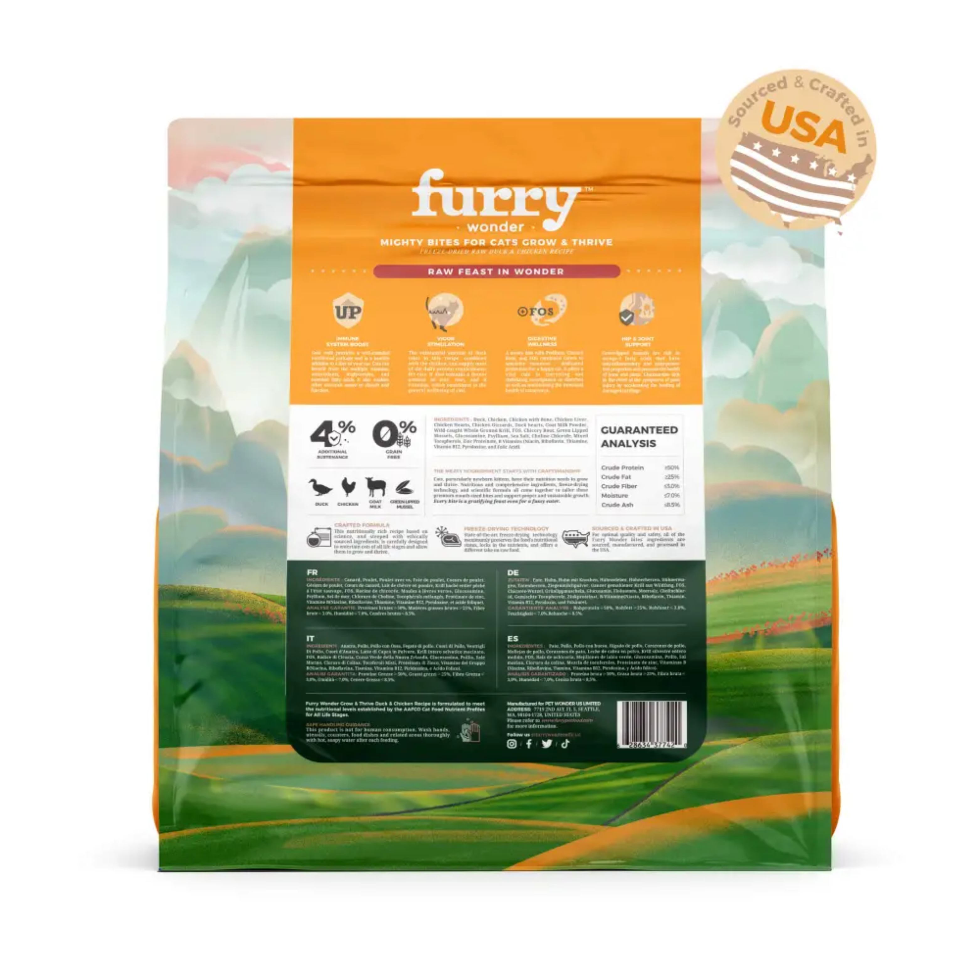 Premium Freeze-Dried Raw Cat Food - Furry Wonder Grow & Thrive Recipe | High-Protein, Grain-Free Nutrition for Kittens & Adult Cats | Perfect for Indoor, Outdoor & Picky Eaters