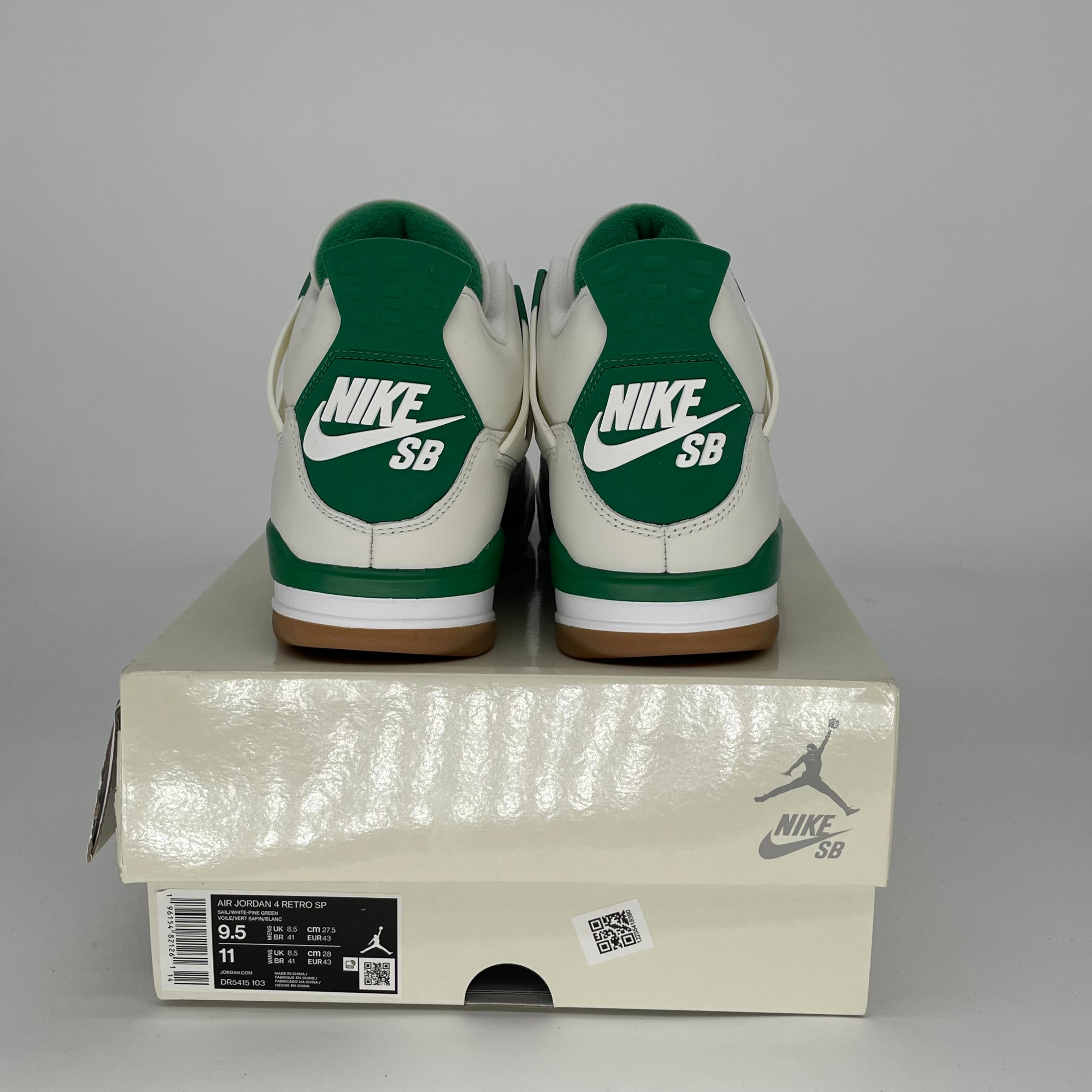 AIR JORDAN 4 SB Pine Green Sneakers - Men's Size 9.5/Women's Size 11 - Style DR5415-103 - Perfect for Skateboarding, Streetwear Fashion & Sneaker Collectors
