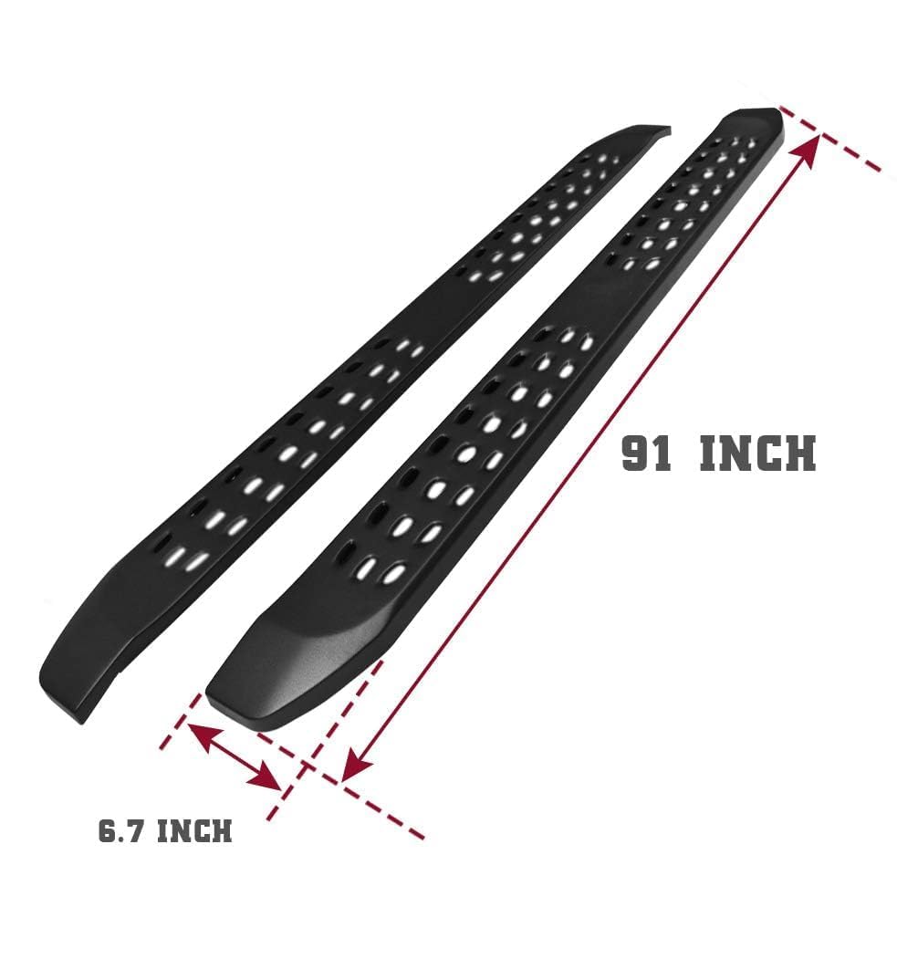 TAC Frigate Running Boards for 2019-2025 Chevy Silverado 1500 & GMC Sierra 1500 | 2020-2025 Silverado/Sierra 2500/3500 HD Crew Cab - Black Textured Nerf Bars (2-Piece Set, 91