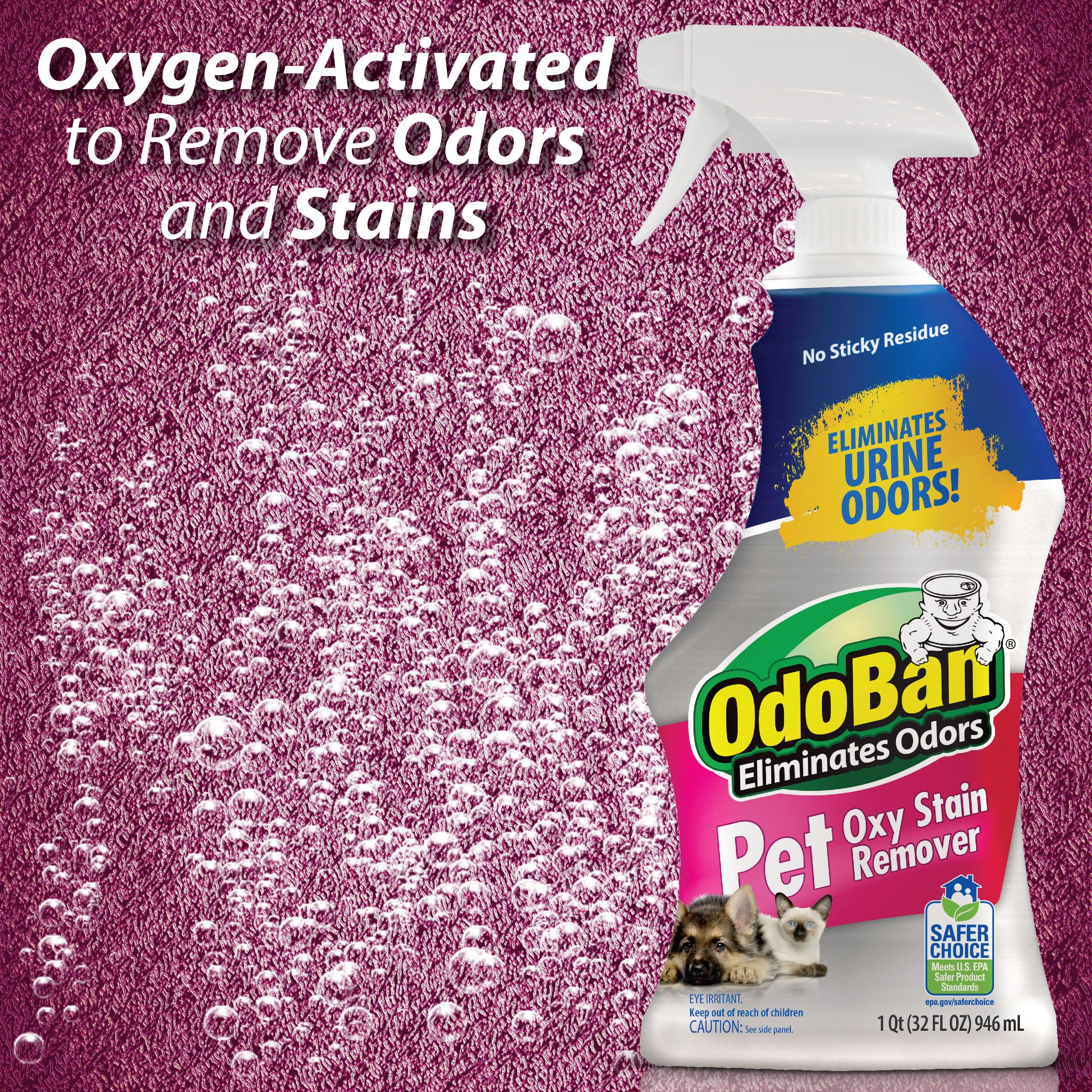 OdoBan Pet Solutions Oxy Stain Remover Spray (32 oz, 2-Pack) & Dog Waste Pickup Bags (240 Count) – Odor Eliminator & Cleanup for Pets – Perfect for Home, Yard & Travel Use