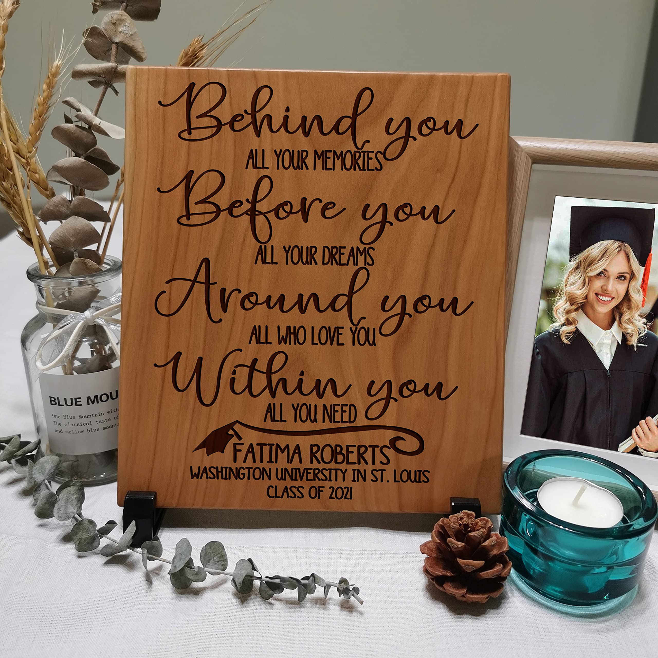 Custom Graduation Wood Sign 2025 - Personalized Senior Table Decor & Inspirational Gift for Him, Her, Daughter, Son - College Class of 2025 - Perfect for Graduation Party Decorations & Home Keepsakes