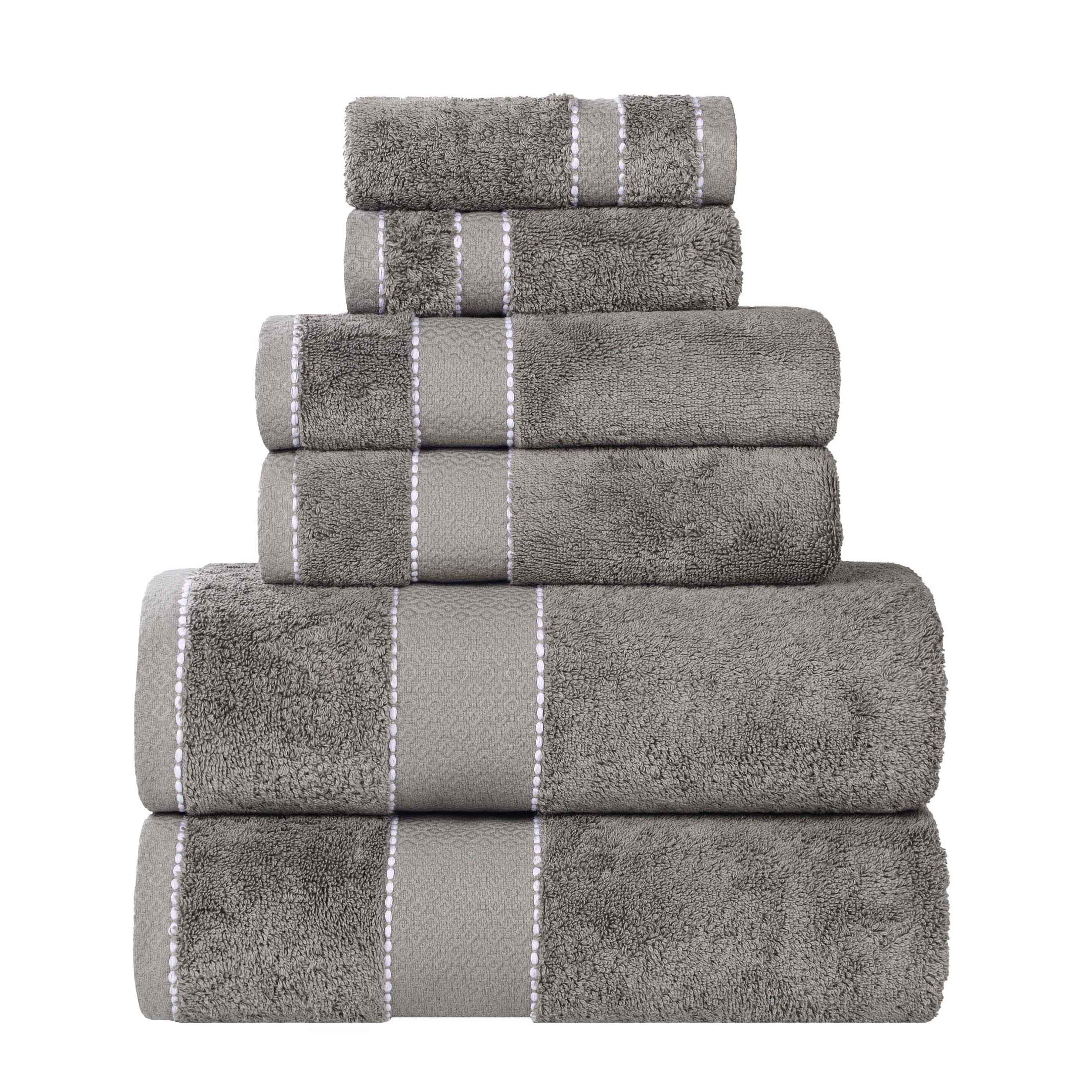 Premium 6-Piece Giza Cotton Towel Set - Ultra Absorbent & Soft Egyptian Dobby Weave - Perfect for Bath, Spa, and Luxury Home Use