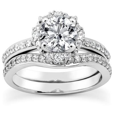 1.74 ct TW Round Diamond Engagement Ring & Matching Wedding Band Set in 18K White Gold - Perfect for Proposals, Anniversaries & Bridal Jewelry