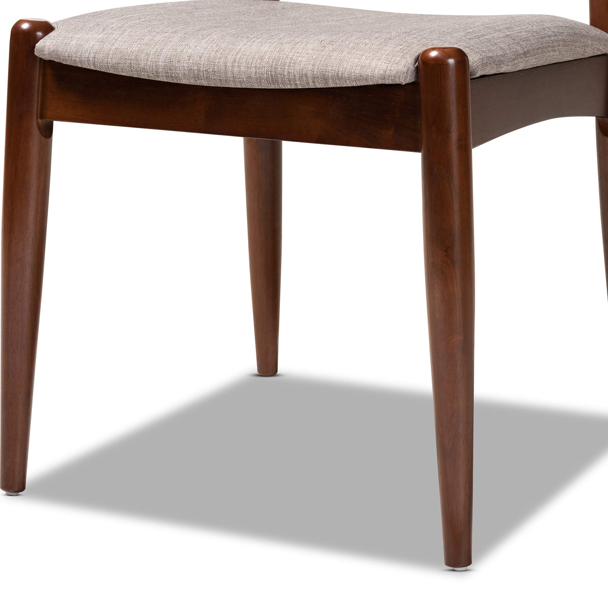 Baxton Studio Modern Dining Chairs Set of 2 - Light Gray Fabric with Walnut Wood Legs - Comfortable Kitchen & Dining Room Chairs for Home & Restaurant Use