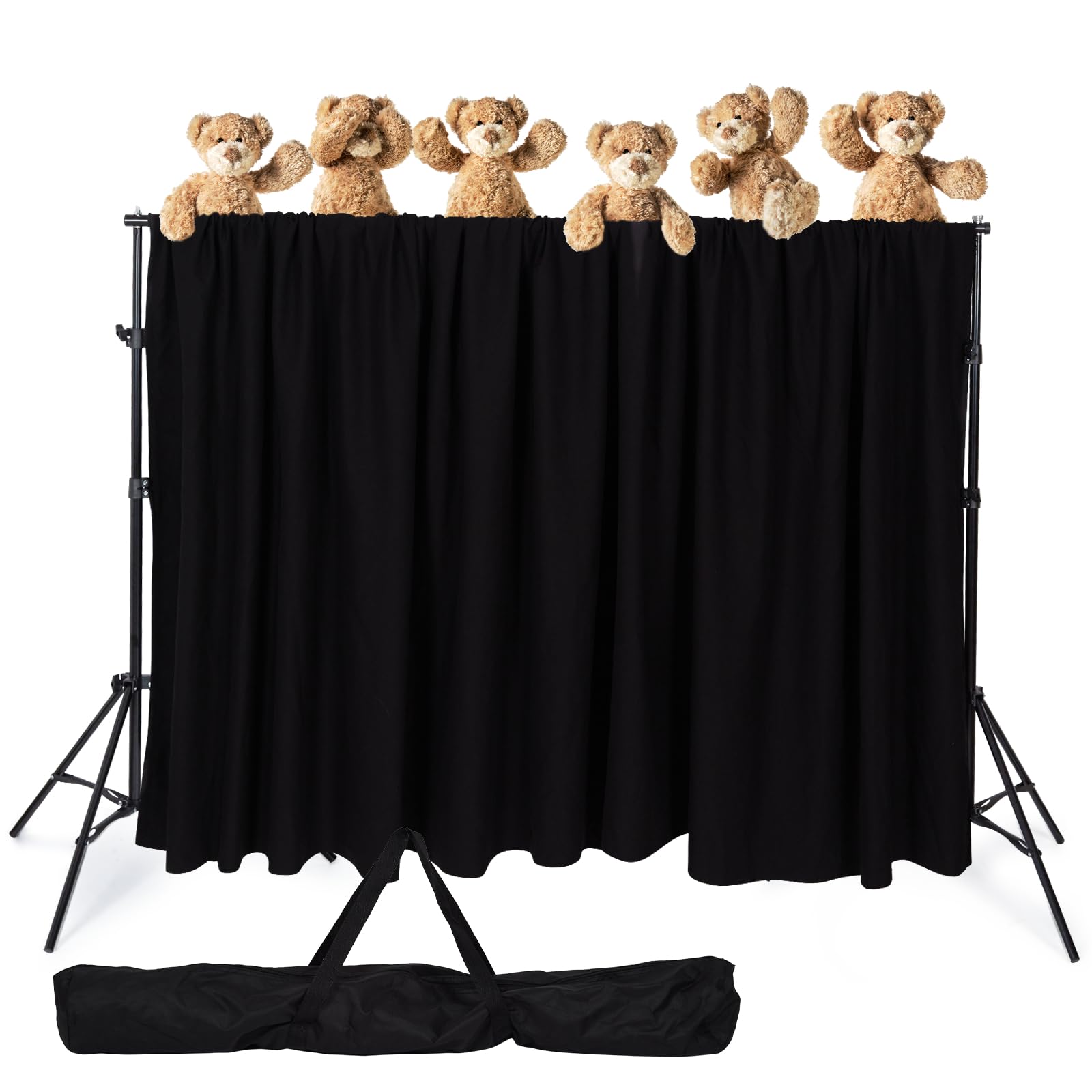 Portable Puppet Theater Stage with 2 Tripods, Cross Bar & Curtain - Foldable Puppet Show Stand for Kids, Schools, Churches & Home Use - Perfect for Classroom Performances, Storytelling & Family Entertainment