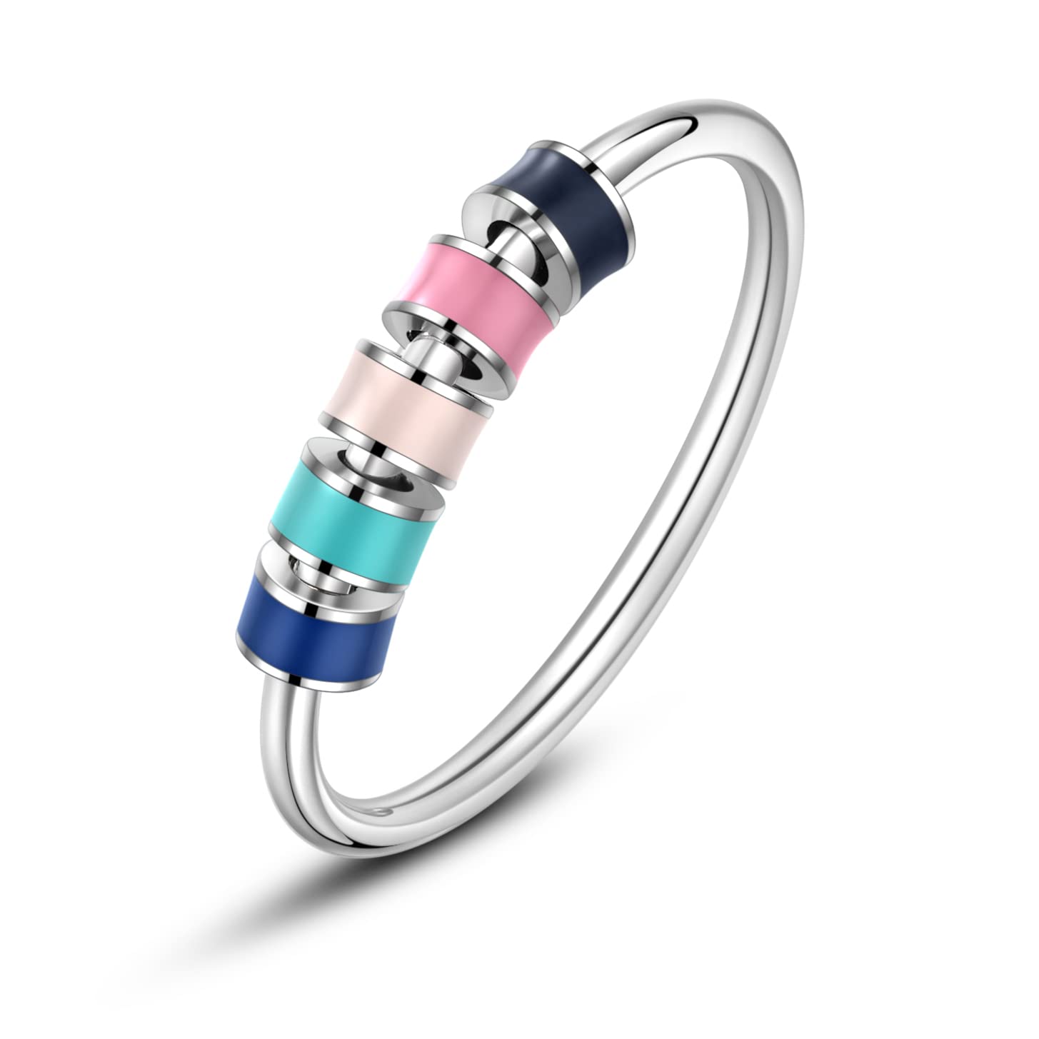 Anxiety Relief Spinner Rings for Women & Girls - Enamel Fidget Rings with Colorful Beads, Stress Relief Jewelry for ADHD, OCD & Anxiety - Perfect for Gifts, Daily Wear & Mental Wellness Accessories