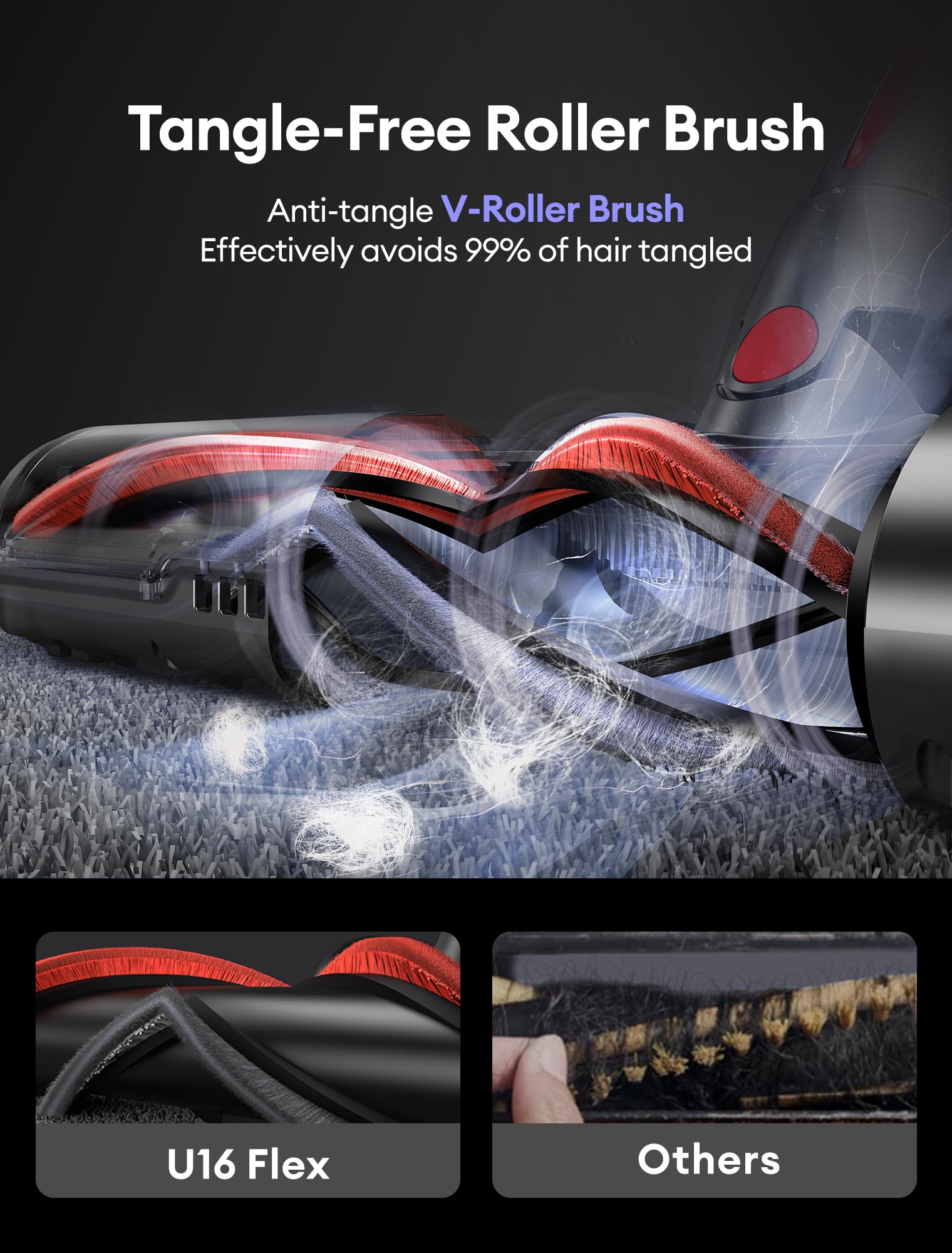 Ultenic U16 Cordless Stick Vacuum Cleaner - 550W/50Kpa Powerful Suction, 60 Min Runtime, 180° Bendable Wand & Anti-Tangle Brush - Lightweight Rechargeable Vacuum for Pet Hair, Carpet, Hard Floors - Perfect for Home Cleaning & Pet Owners