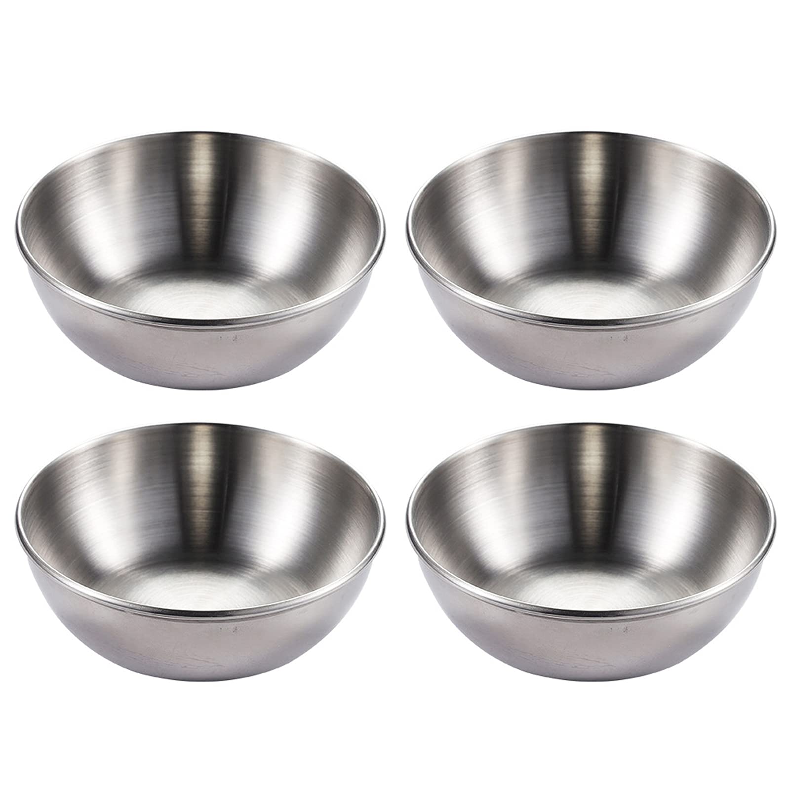 4-Piece Stainless Steel Dipping Bowls Set - Small Sauce Dishes & Mini Spice Bowls for Sushi, Snacks, Appetizers, Fruits - Perfect for Parties, Restaurants & Home Kitchen Use