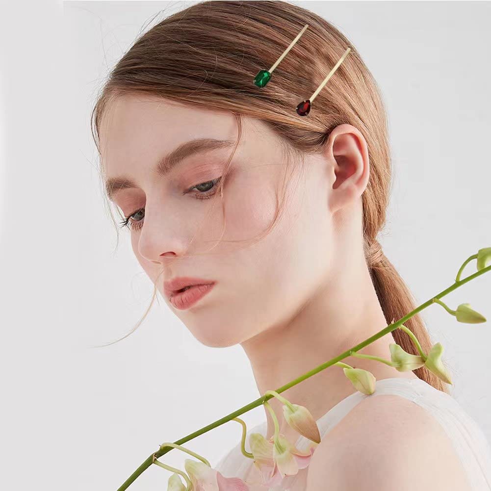 15 PCS Vintage Crystal Hair Clips - Retro Hairpins & Bobby Pins for Women & Girls (5 Styles) - Wedding, Party & Everyday Hair Accessories