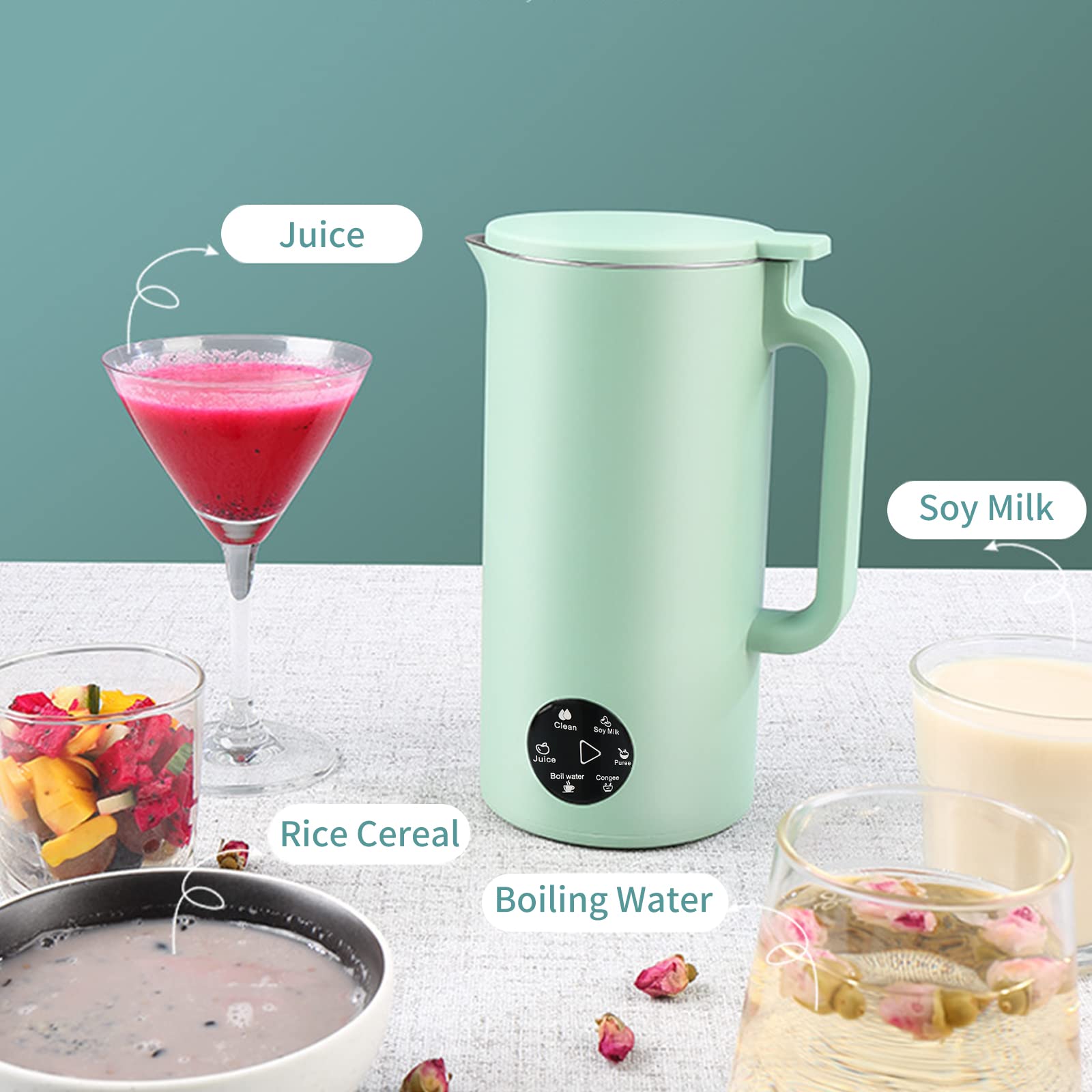 HUIOP Multifunction 350mL Soymilk Maker with Stainless Steel Blade - Juicer, Rice Cooker & Baby Food Maker for Healthy Breakfast & Homemade Soy Milk | Perfect for Kitchen, Office & Baby Nutrition