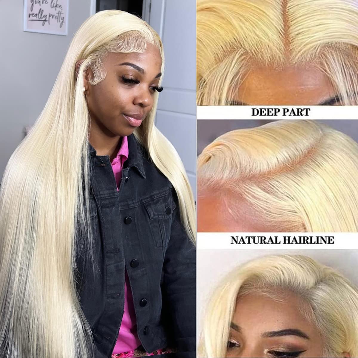 613 Lace Front Human Hair Wig - 30 Inch Straight Brazilian Virgin Hair with 13x4 Free Part, Pre-Plucked Hairline & Baby Hair - 150% Density Blonde Lace Wig for Black Women | Perfect for Daily Wear, Cosplay & Special Occasions