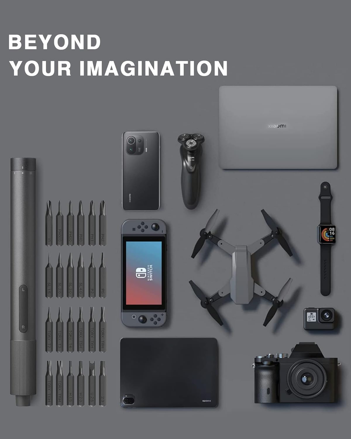 Xiaomi Electric Precision Screwdriver Kit - All-Metal Gearbox, Powerful Magnetic Motor, Rechargeable Lithium Battery with Type-C Charging, 6 S2 Steel Bits - Perfect for Electronics Repair, DIY Projects & Home Maintenance (Aluminum Alloy Case)