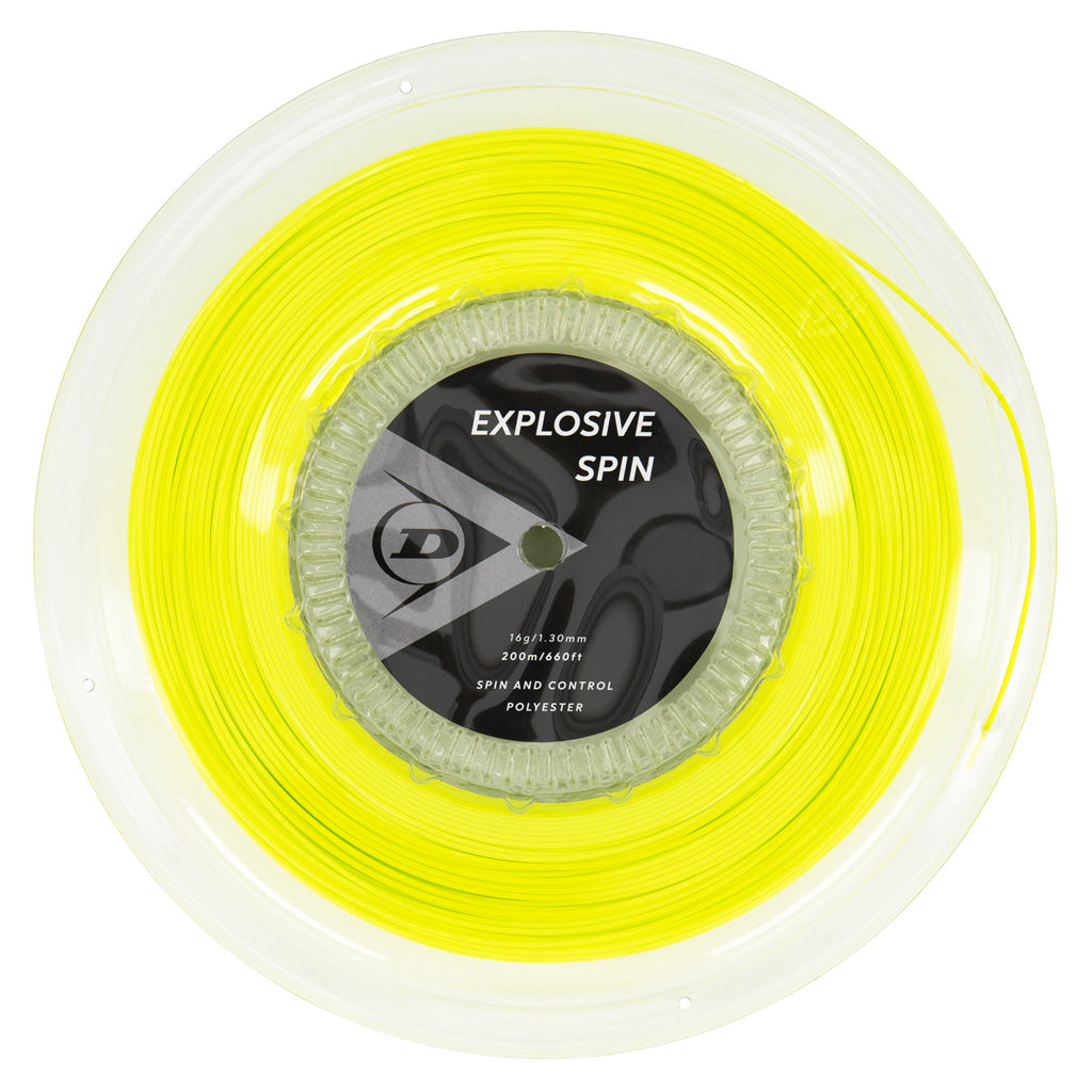 Dunlop Explosive Spin 16/1.30 Tennis String Reel - High Performance Polyester String for Spin & Control (Yellow) | Perfect for Competitive Play & Tournament Matches