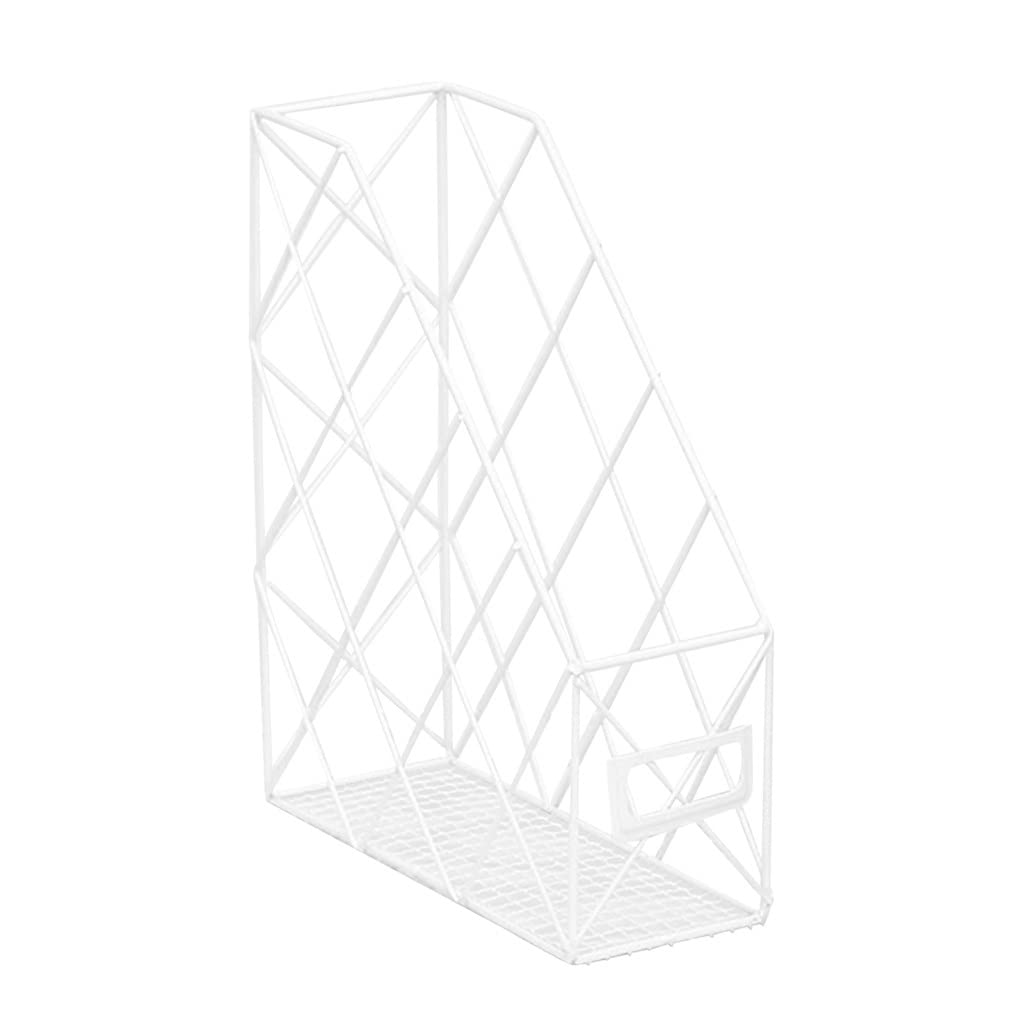 GRETD Iron Grid Storage Rack - Hollowed Out Bookshelf Organizer for Home & Office - Desktop File Magazine Holder - Space Saving Shelf for Books, Files & Decor (One Size, Multiple Colors) - Perfect for Living Room, Study & Workspace Organization