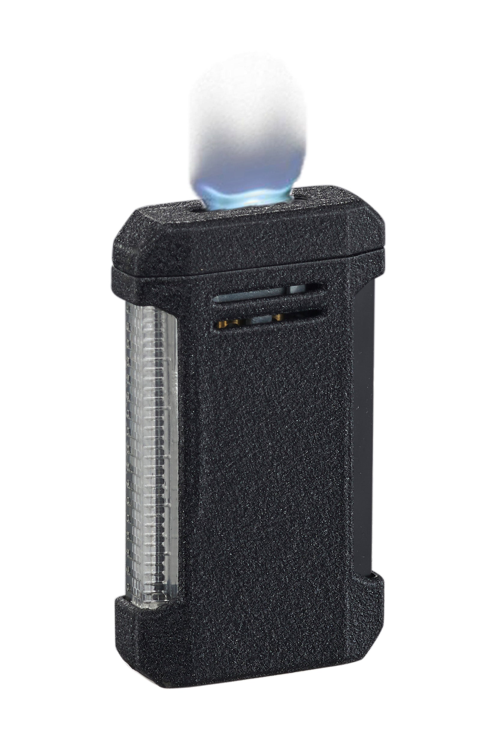 Visol Vinson Flat Torch Flame Lighter with Cigar Punch - Black | Windproof Butane Lighter for Cigars, Cigarettes & Outdoor Use | Perfect for Camping, BBQ & Survival Gear