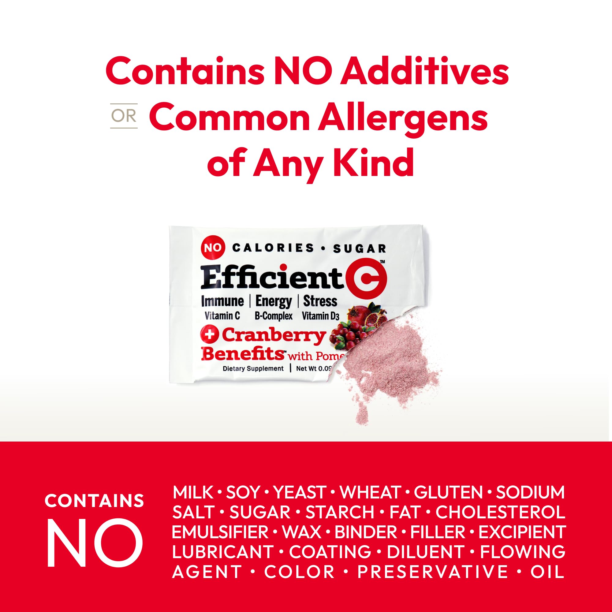 ANDREW LESSMAN Efficient C + Cranberry Benefits 180 Packets - Immune & Energy Support, Urinary Tract Health, Stress Relief | Sugar-Free, Zero Calorie, Low Carb Vitamin C Drink Mix | Perfect for Daily Wellness, Travel & On-The-Go Nutrition