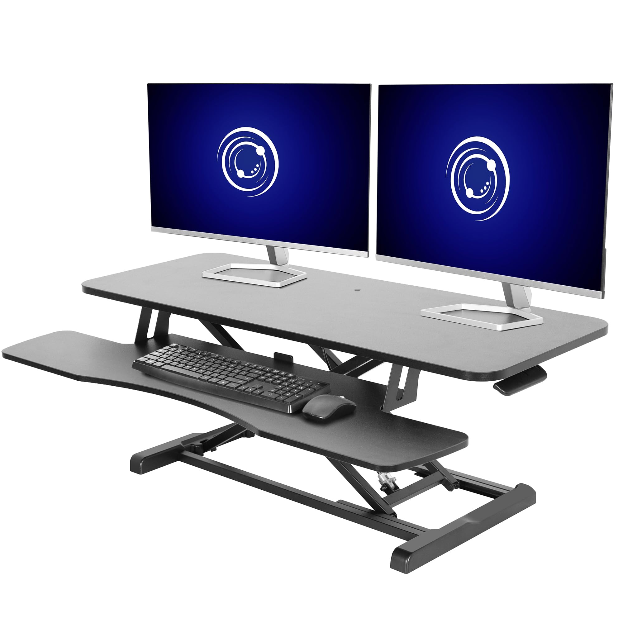 VIVO K Series 42 Inch Height Adjustable Sit Stand Desk Converter - Dual Monitor & Laptop Workstation with Wide Keyboard Tray (Black, DESK-V042KB) - Perfect for Home Office, Gaming Setup & Ergonomic Workspace