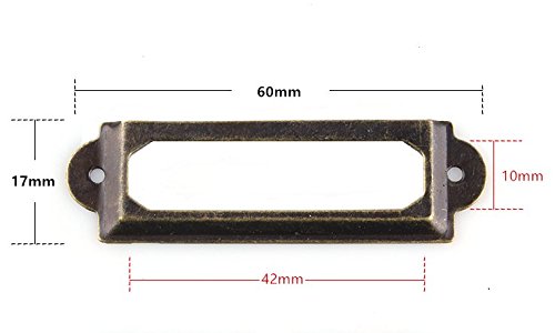 100Pcs Antique Brass Label Holders 1.7x6cm - Metal Card Frames with Screws for Office, Library, Cabinet, Shelves, Drawer Name Plates - Perfect for Organizing Files, Storage Bins & Home Office Supplies