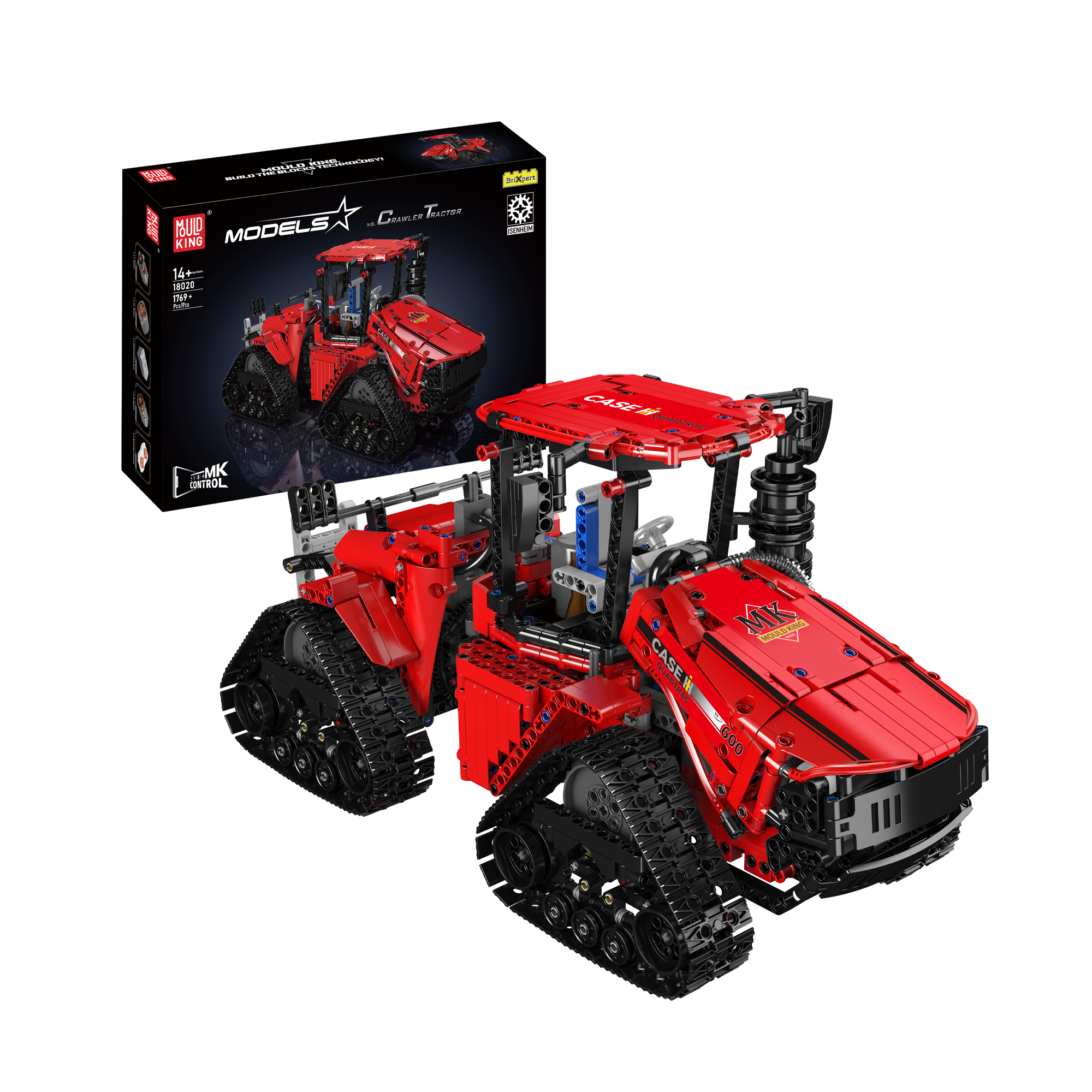 Mould King 18020S Remote Control Pneumatic Crawler Tractor Building Kit - 1,769 Piece STEM Construction Toy for Adults & Kids | DIY Engineering Model for Home, School & Gift Giving