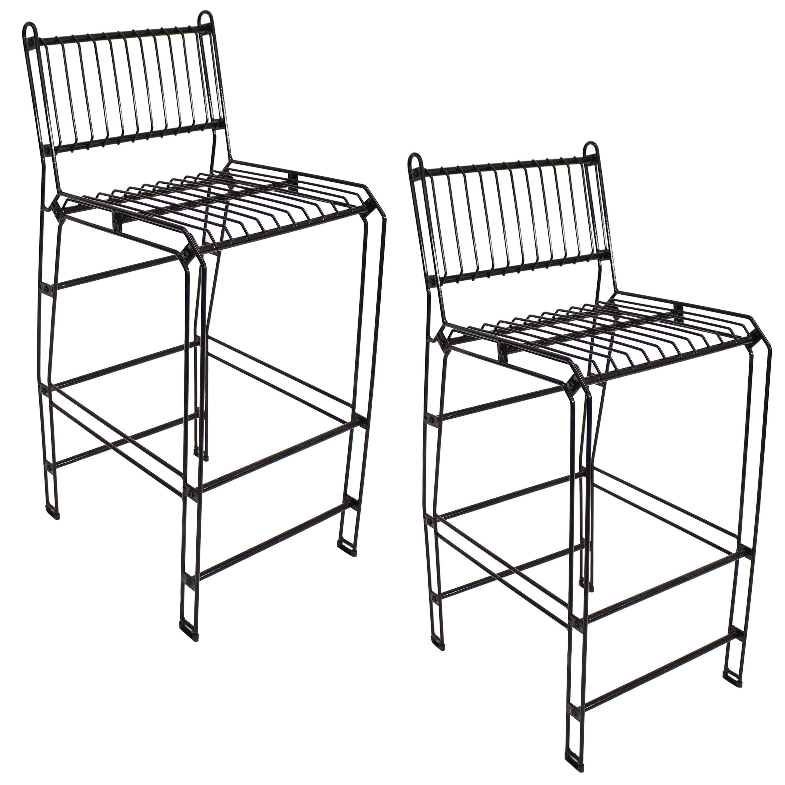 Modern Black Metal Wire Bar Stool for Outdoor & Indoor Use - Patio, Poolside, Garden, or Kitchen Counter Height Seating