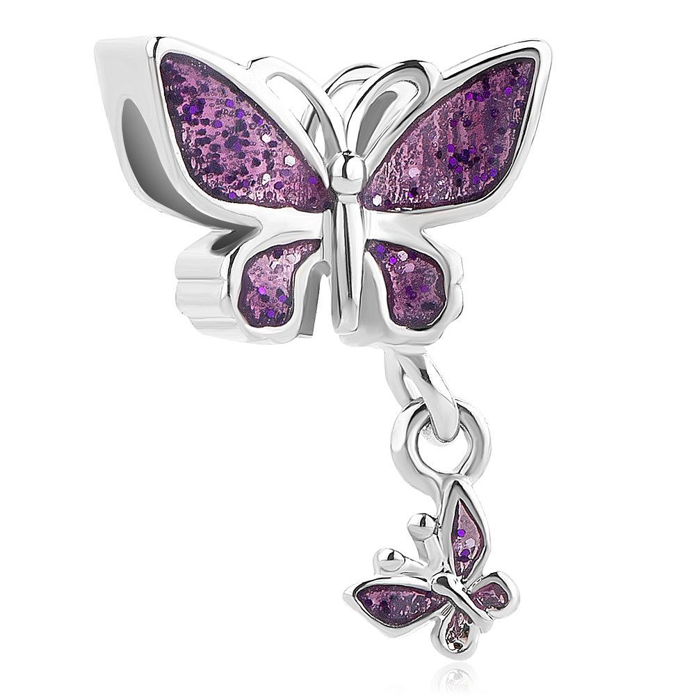 CharmSStory Purple Butterfly Dangle Bead Charms for Jewelry Making - DIY Bracelet, Necklace & Anklet Accessories - Perfect for Crafting, Gifts & Boho Style Fashion