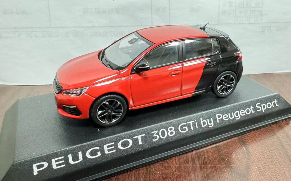 1/43 Scale Norev Peugeot 308 GTi Sport Version Diecast Model Car - Red & Black Color - Collectible Miniature Vehicle for Display, Gifts & Car Enthusiasts - Perfect for Home Office Decoration, Car Shows & Model Collections