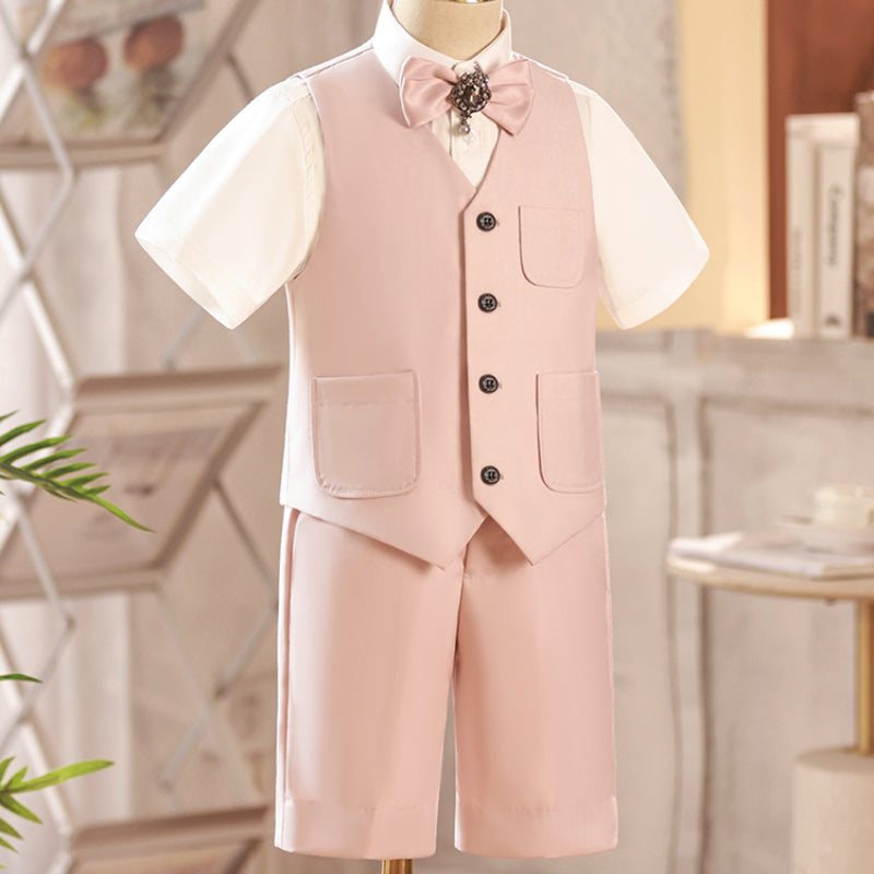 Baby Boys Summer Gentleman Pink Outfits Suits - Stylish Formal Wear for Weddings, Parties & Special Occasions