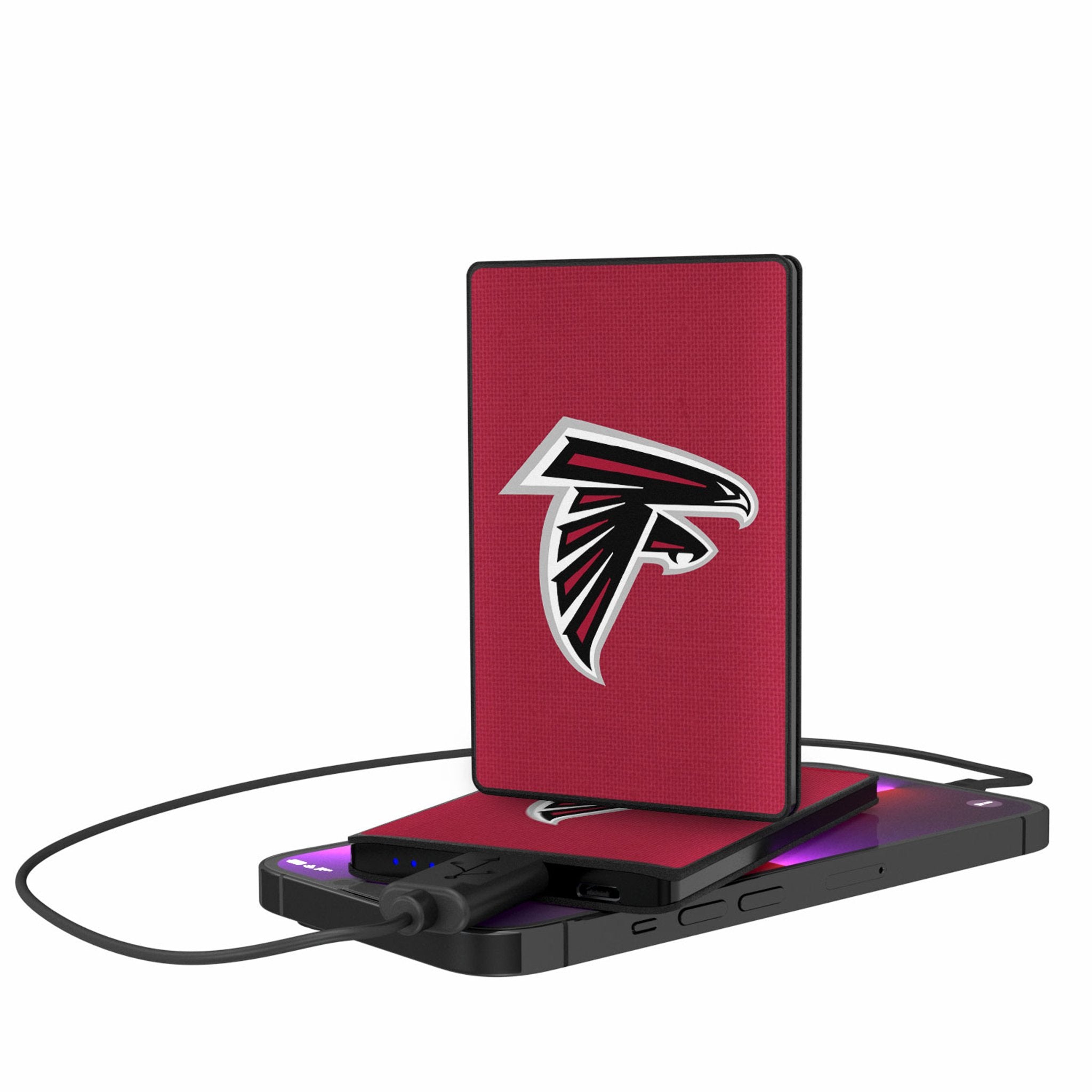 Atlanta Falcons NFL Team Logo 2500mAh Ultra Slim Credit Card Size Portable Charger Power Bank - Perfect for Travel, Camping & Game Day Outings